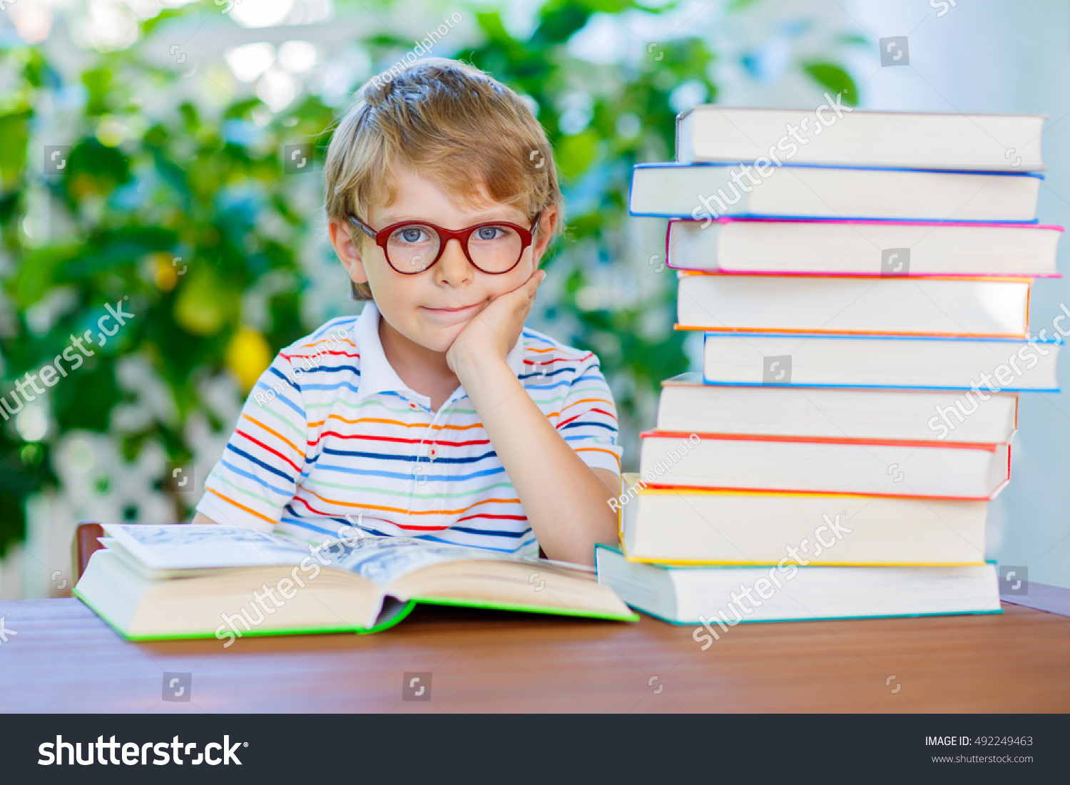 Adorable Little Kid Boy Glasses Stack Stock Photo 492249463 | Shutterstock