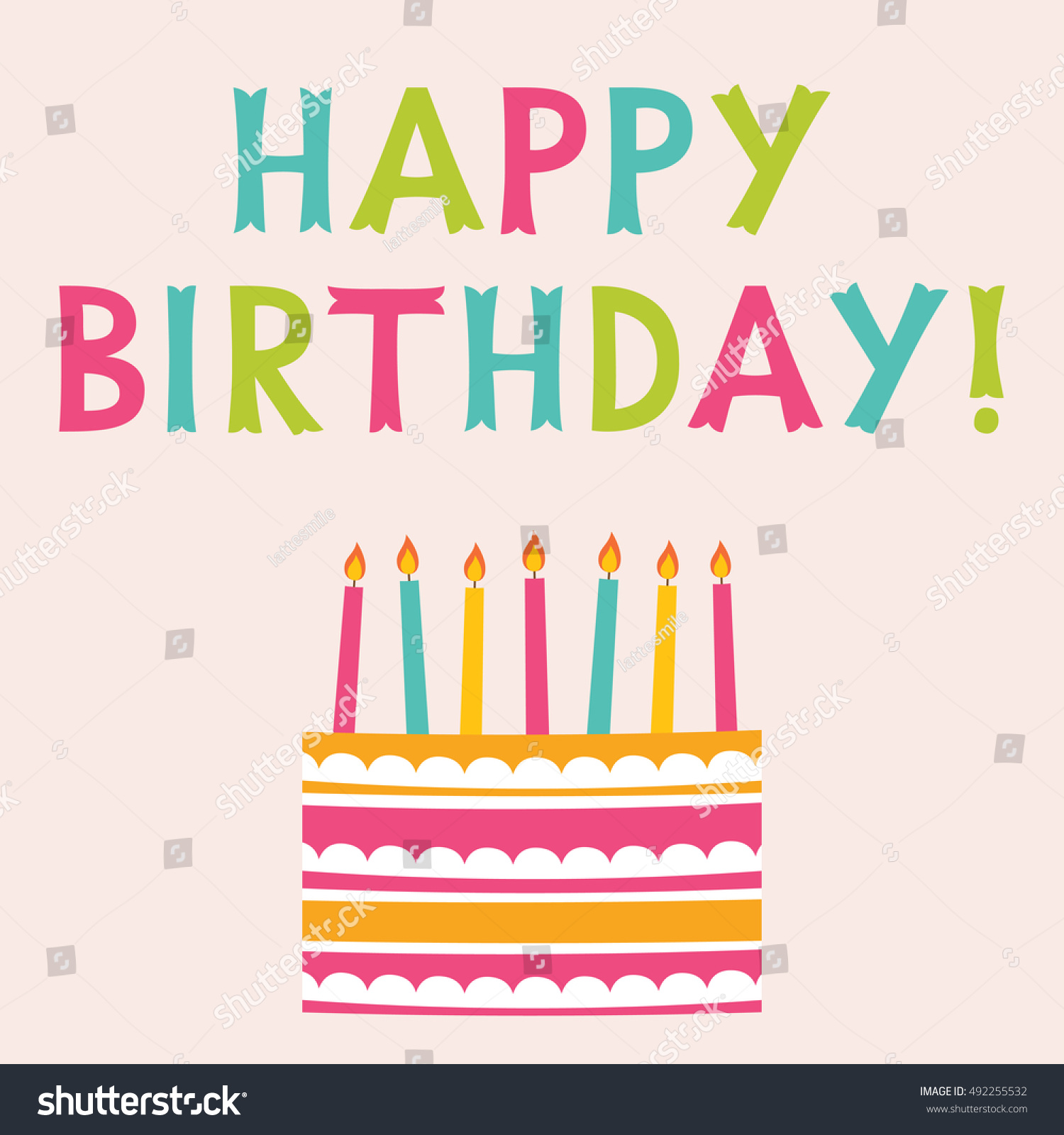 Happy Birthday Greeting Card Cake Text Stock Vector (Royalty Free ...