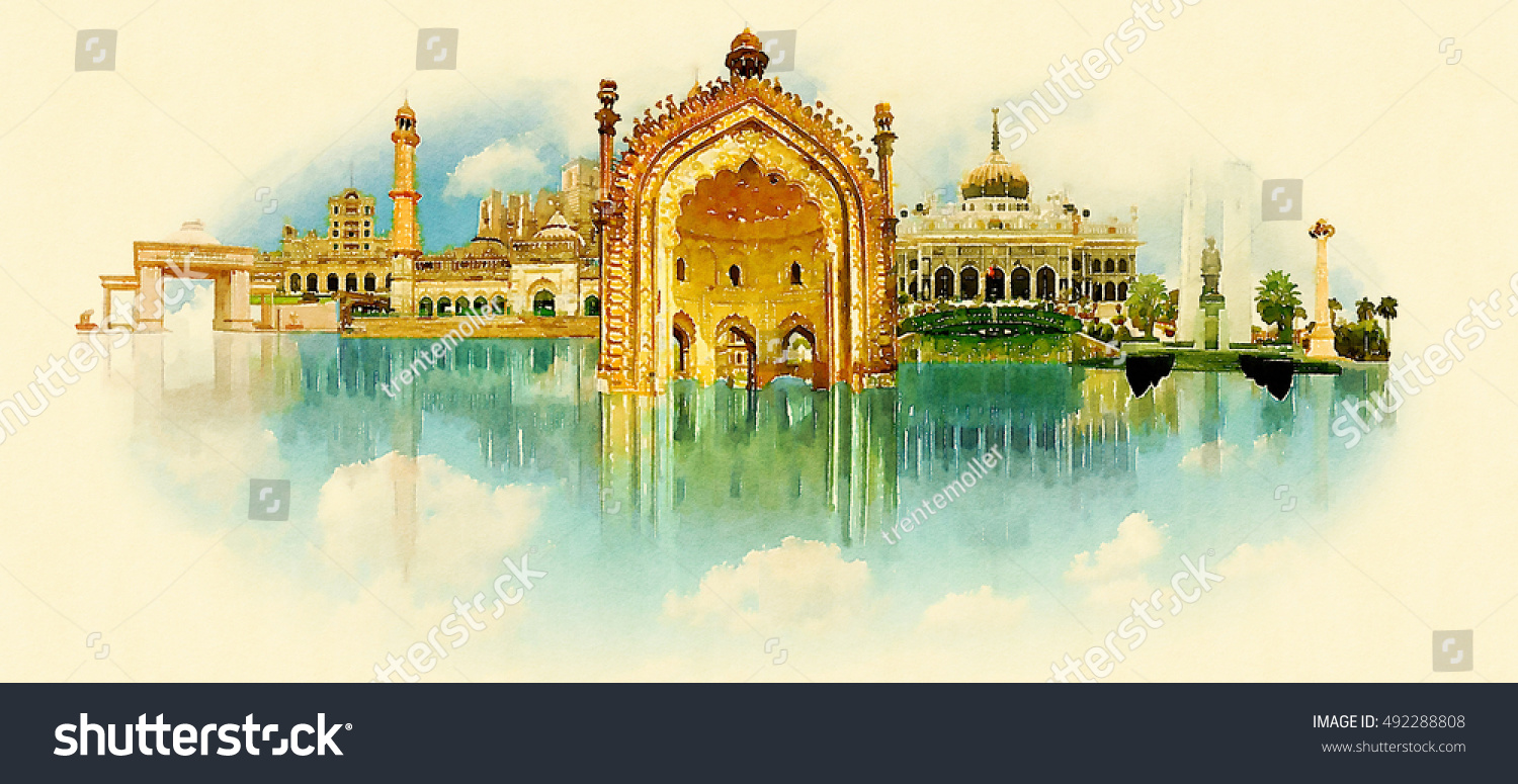 lucknow-city-high-resolution-panoramic-water-ilustra-es-stock-492288808-shutterstock