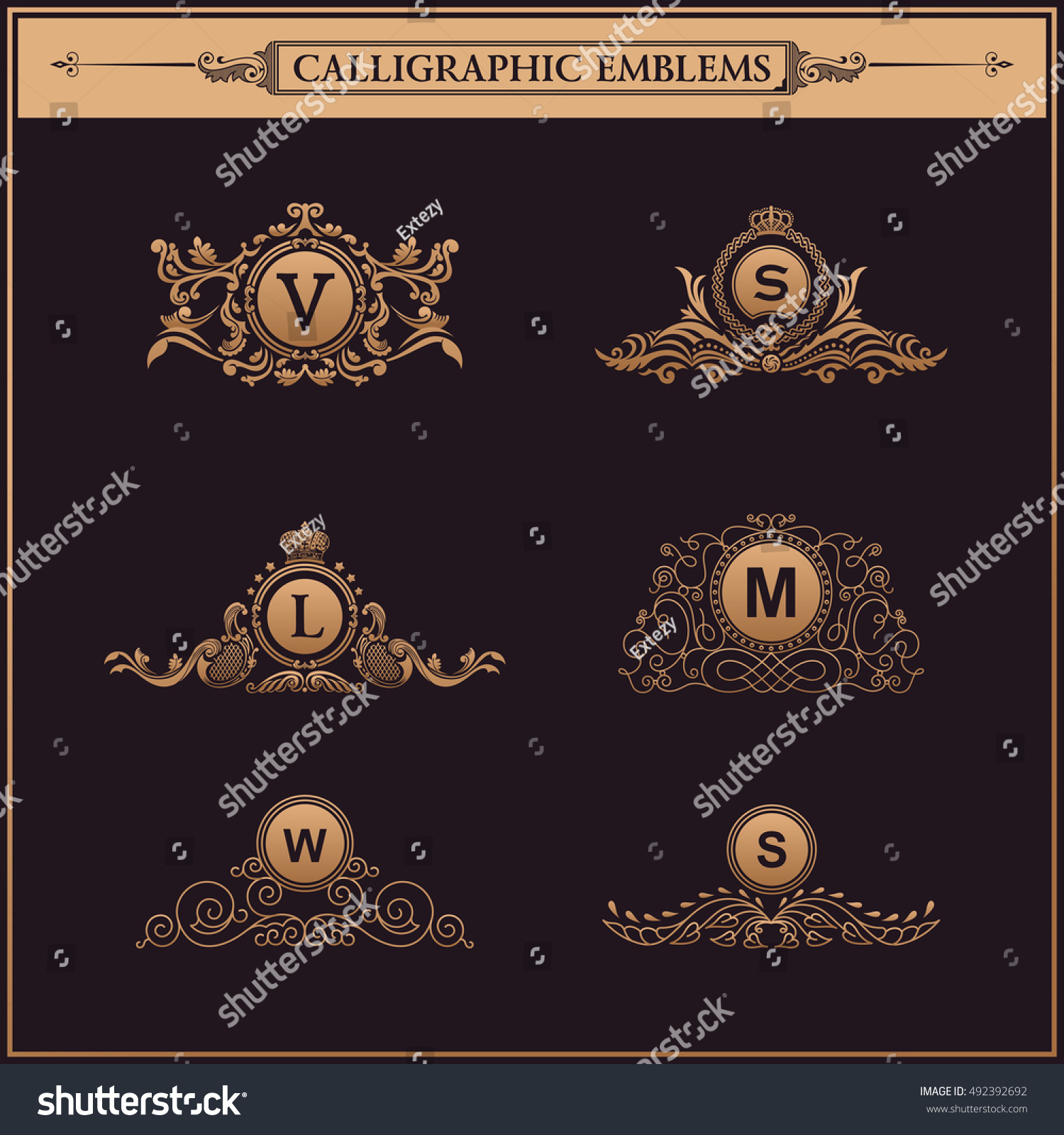 Luxury Logos Crest Monogram Vintage Royal Stock Vector (Royalty Free ...