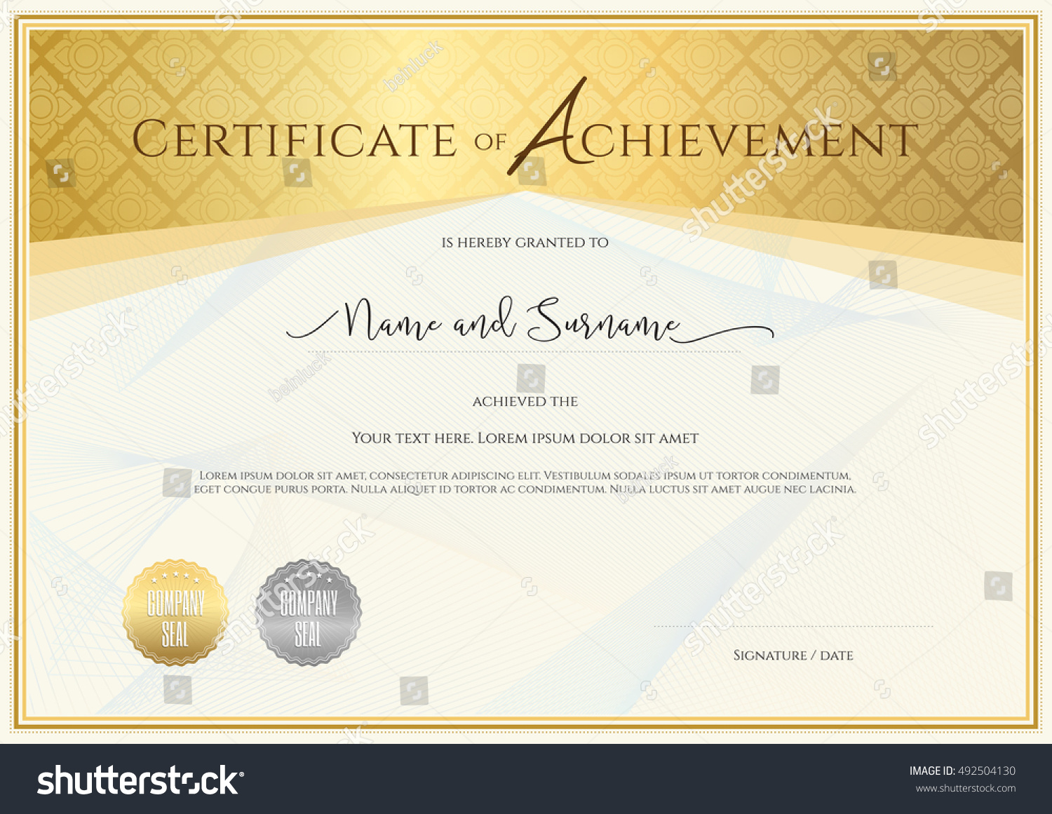 Certificate Template Achievement Appreciation Completion Participation ...