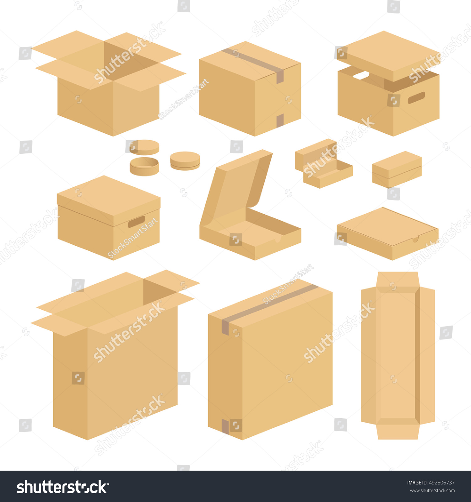 Carton Box Pack Set Closed Opened Stock Vector (Royalty Free) 492506737