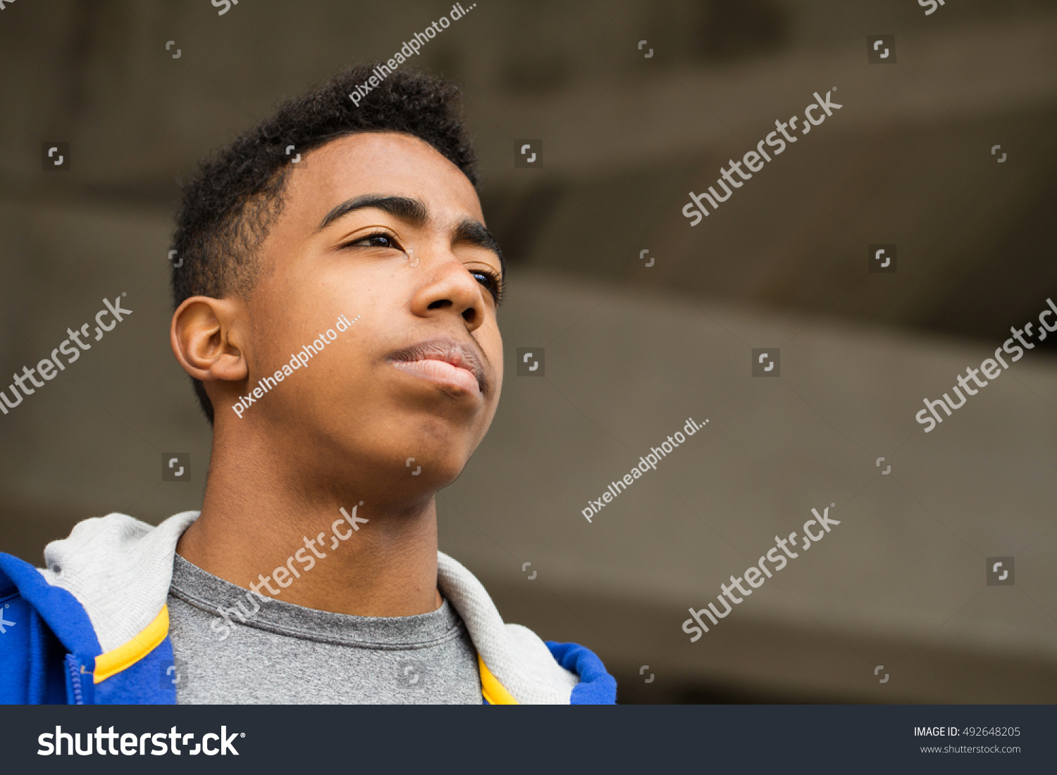 African American Teenager Thinking About His Stock Photo 492648205 ...