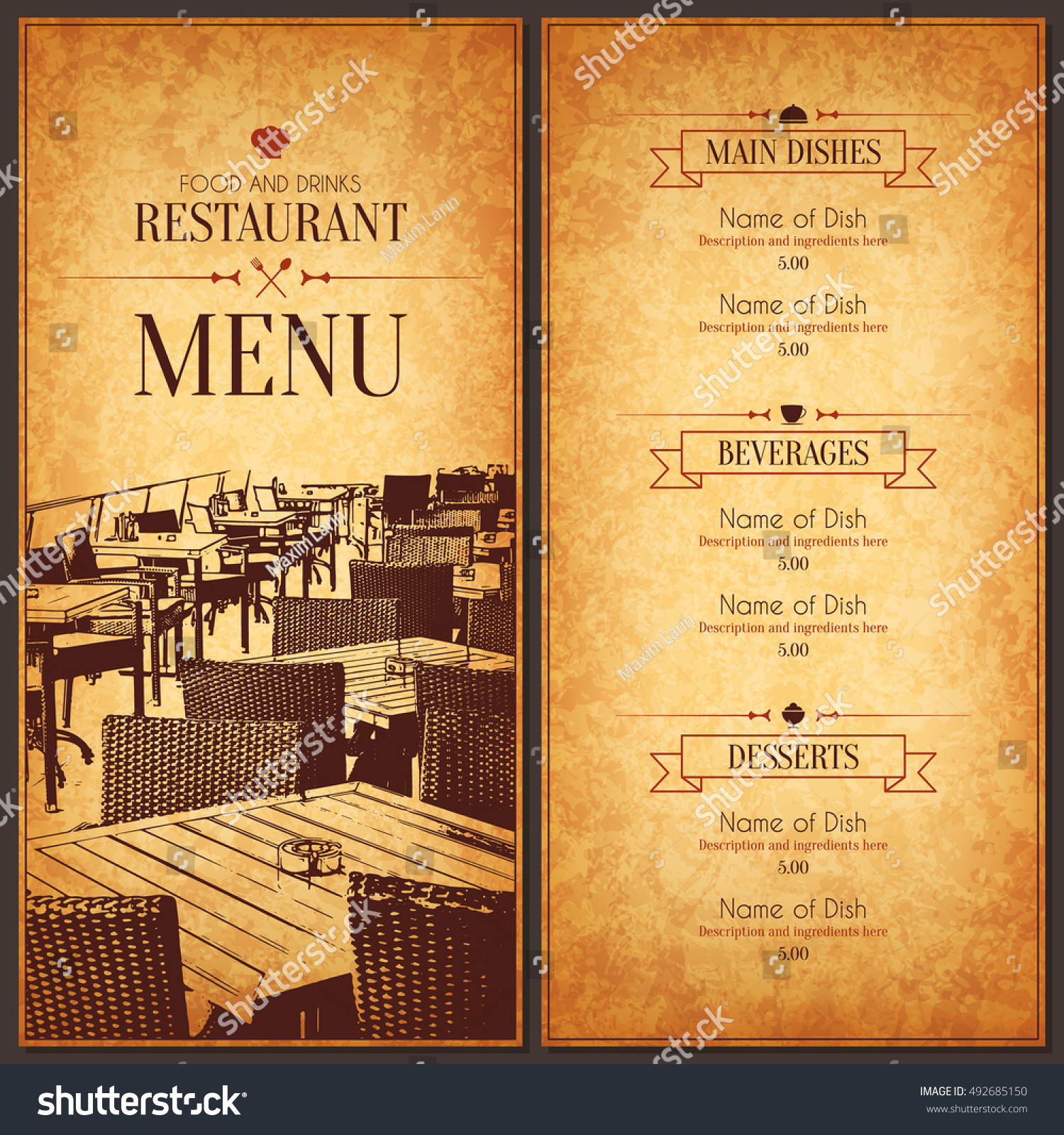 Restaurant Menu Design Vector Menu Brochure Stock Vector (Royalty Free ...