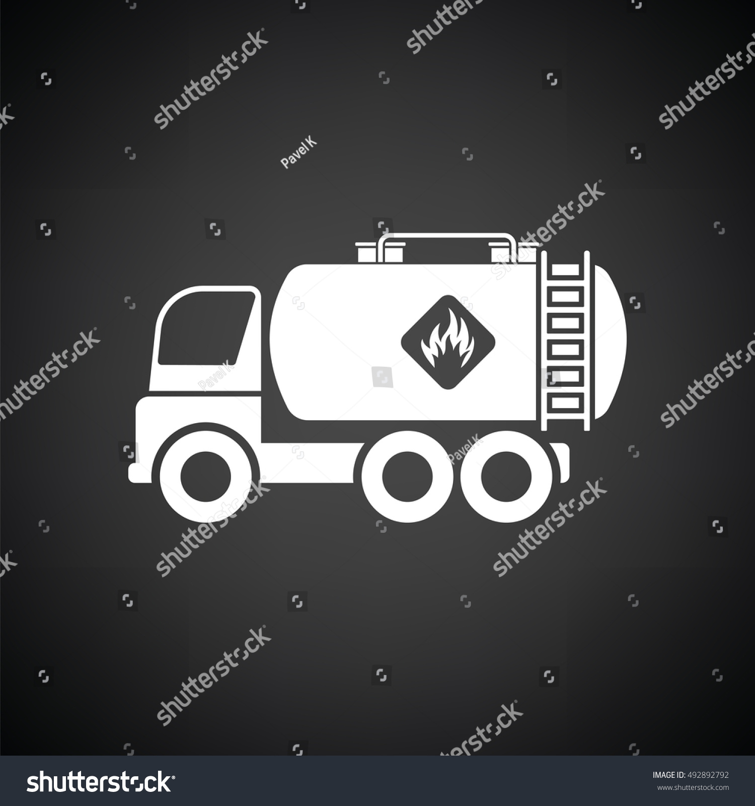 Fuel Tank Truck Icon Black Background Stock Vector (Royalty Free