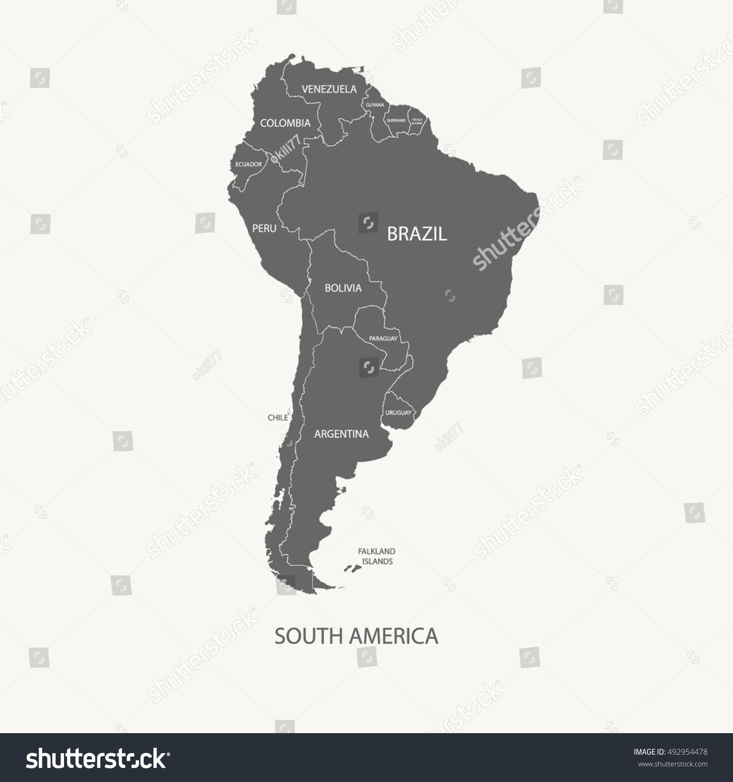 South America Color Map Name Countries Stock Vector (Royalty Free ...