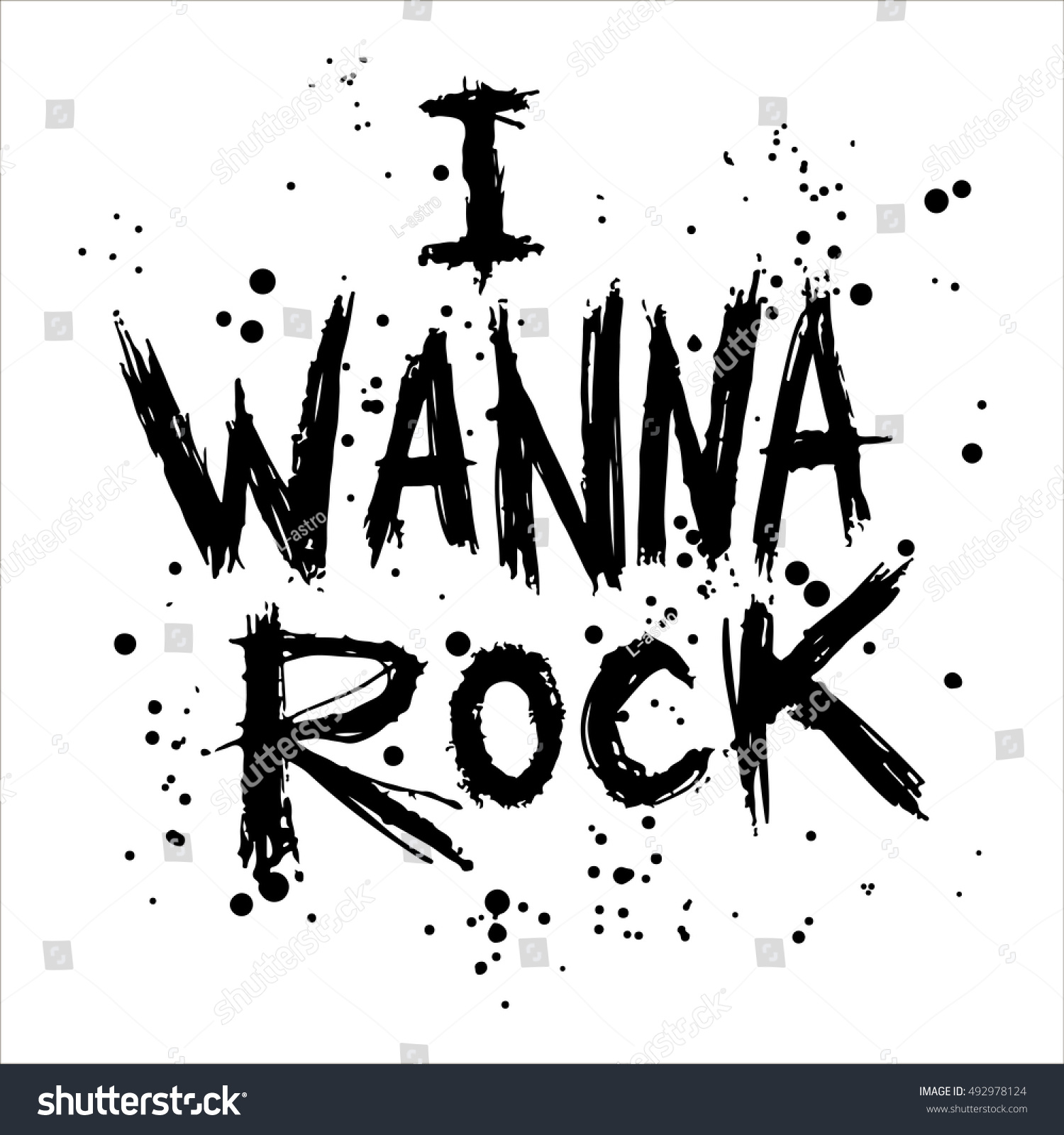 Vintage Poster Wanna Rock Unique Hand Stok Vektör (Telifsiz) 492978124 Shut...