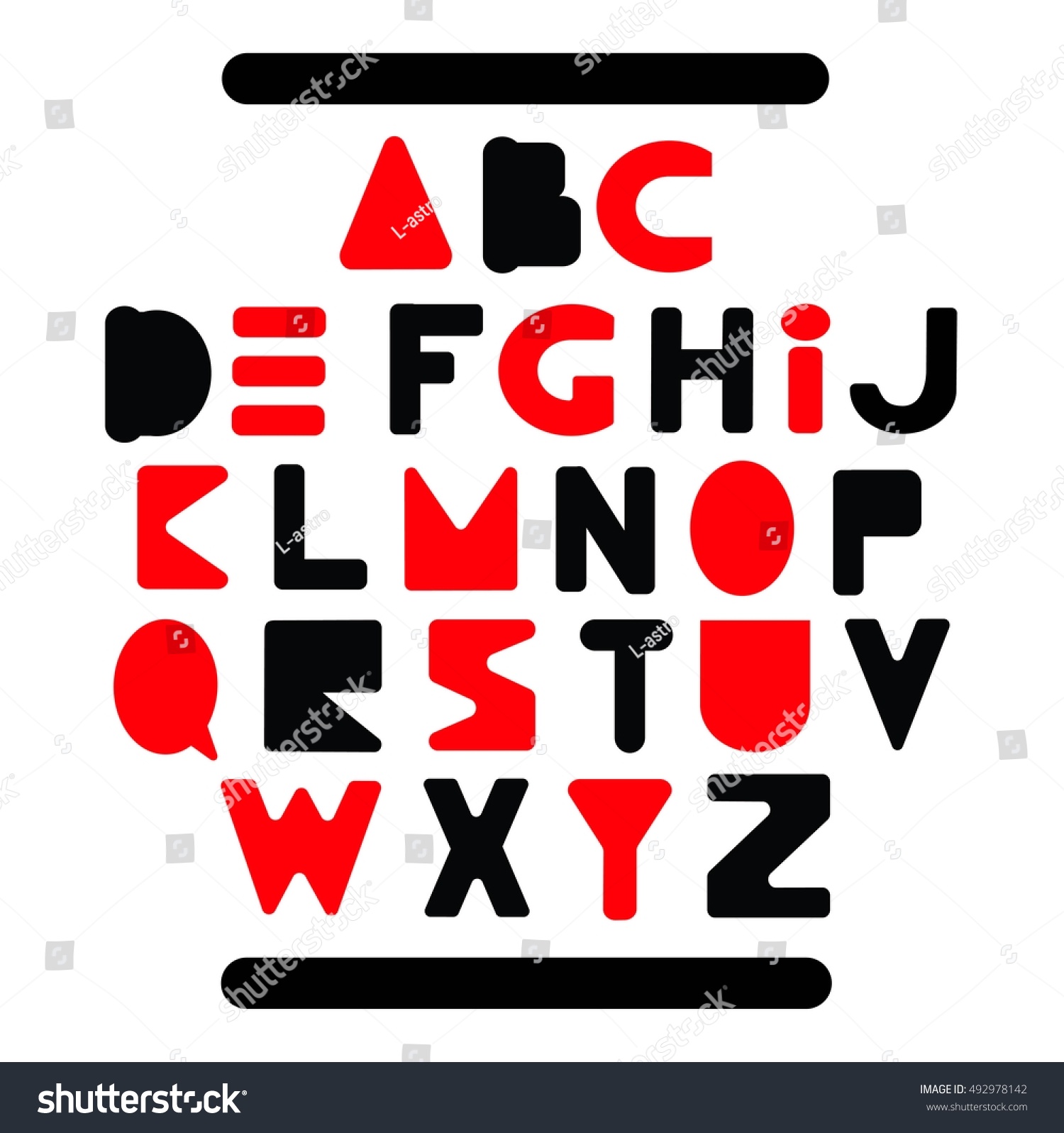 Vector Abstract Alphabet Vector Illustration Flat Stock Vector Royalty Free 492978142 0550