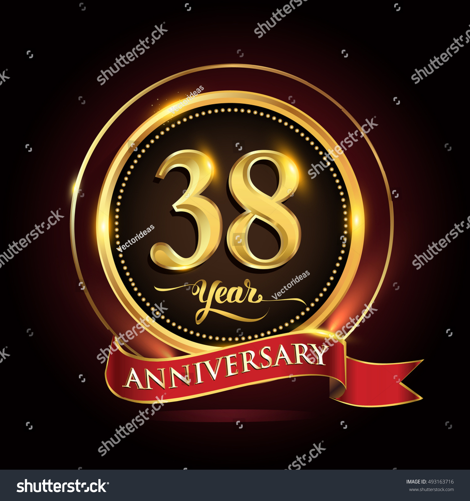 Celebrating 38 Years Anniversary Template Logo Stock Vector (Royalty ...