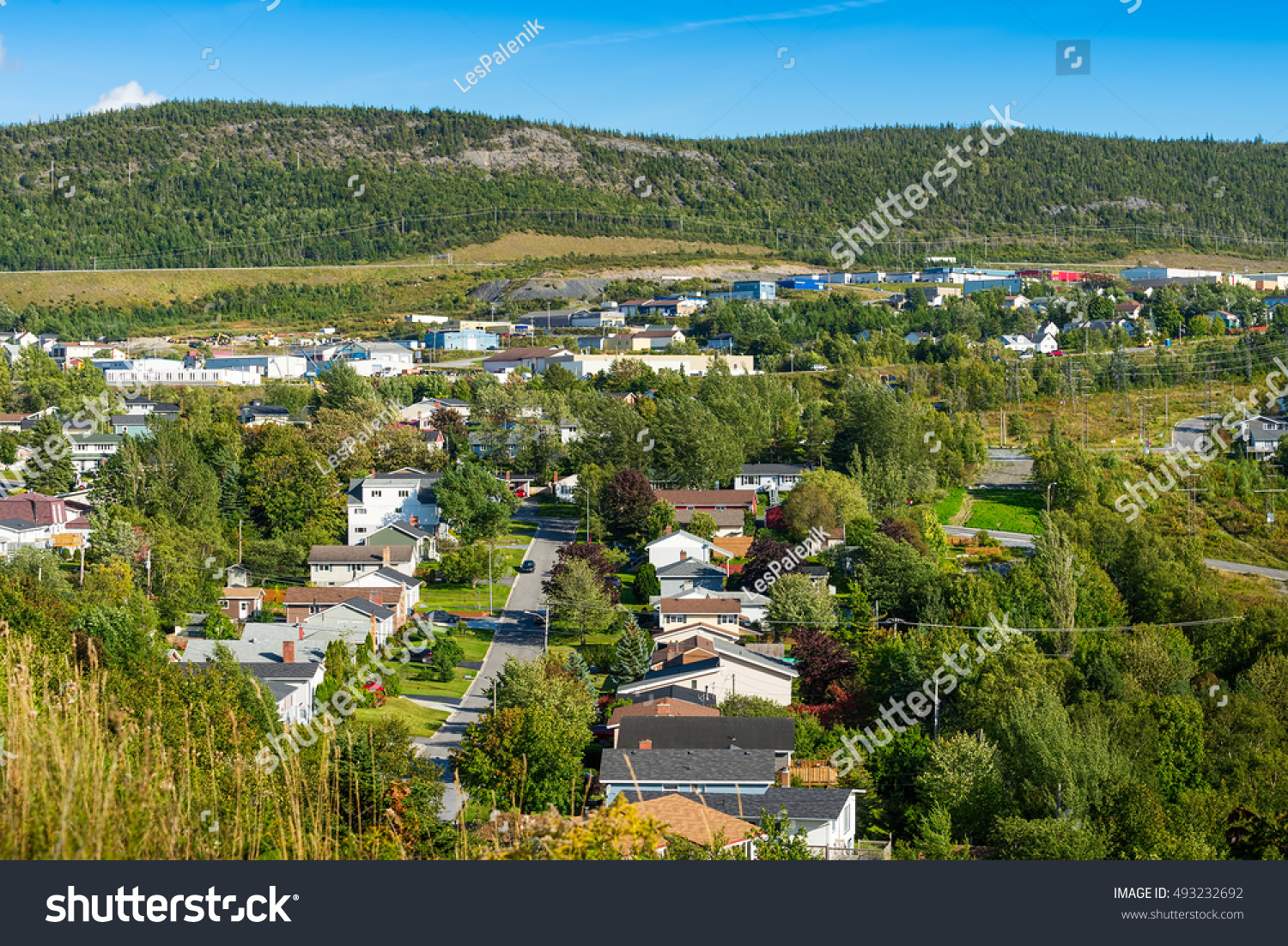 Corner Brook Newfoundland Residential Industrial Zones Stock Photo   Stock Photo Corner Brook Newfoundland Residential And Industrial Zones 493232692 