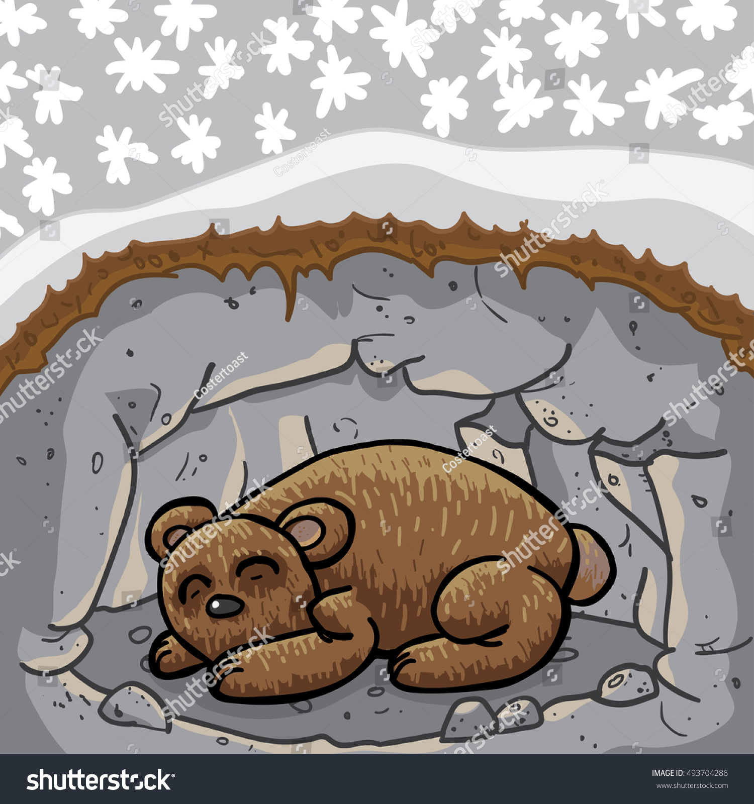 Медведь в берлоге раскраска