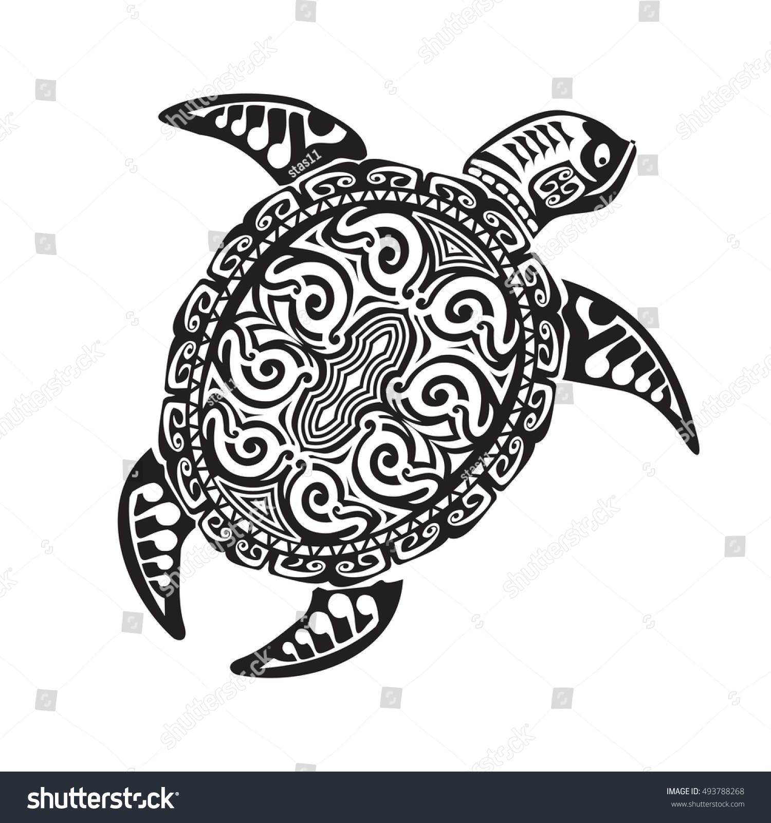 Turtle Tattoo Maori Style Vector Illustration Stock Vector (Royalty ...