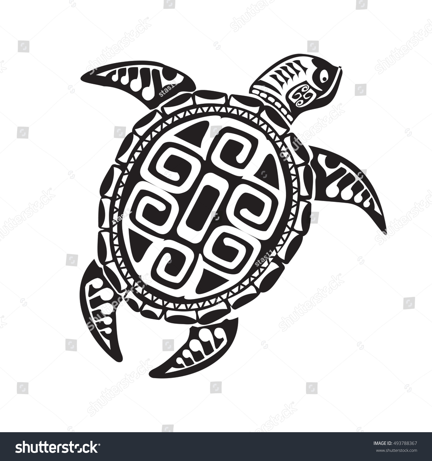 Turtle Tattoo Maori Style Vector Illustration Stock Vector (Royalty ...