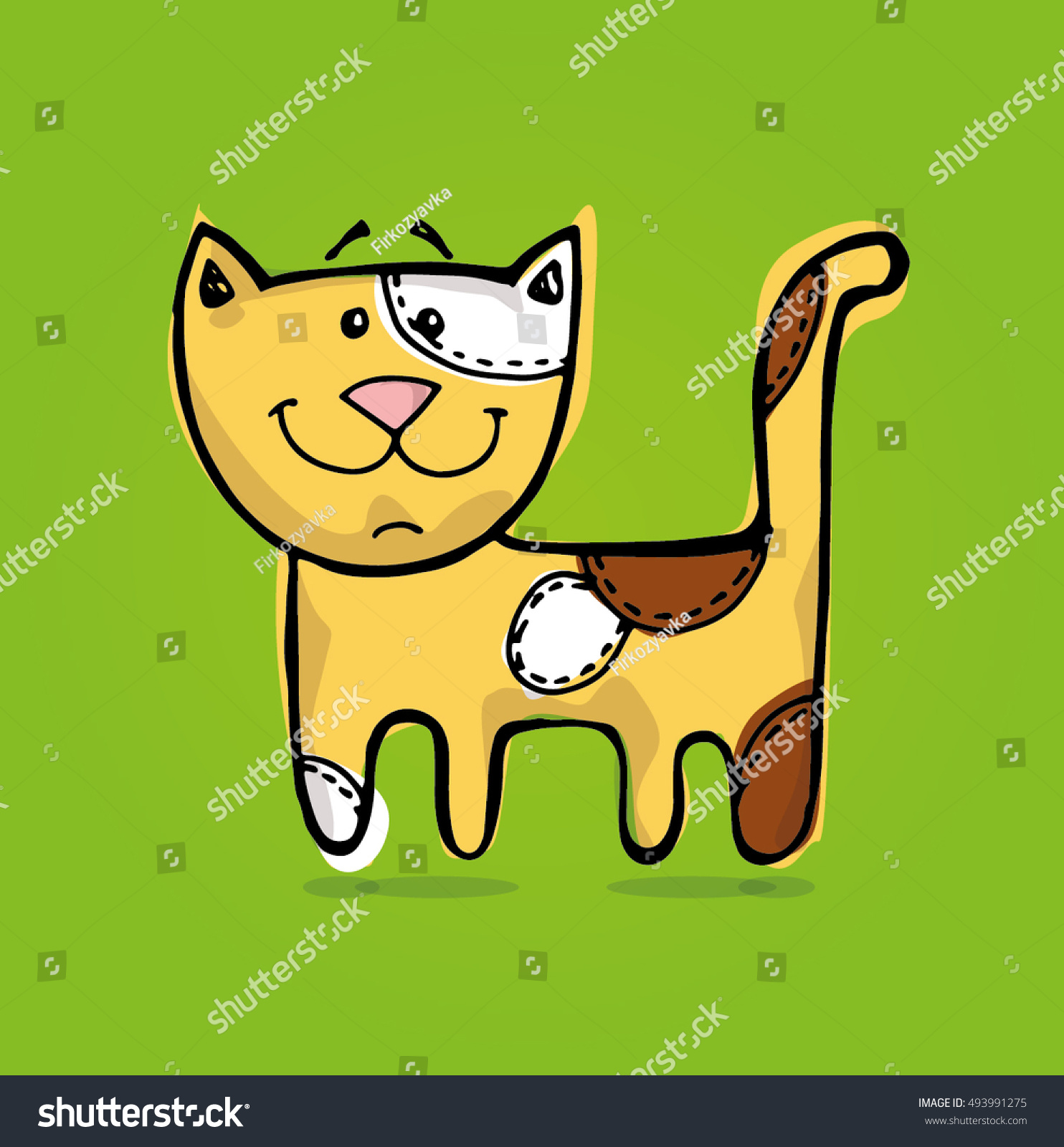 Cute Hand Drawn Vector Cat Illustration Stock Vector (Royalty Free