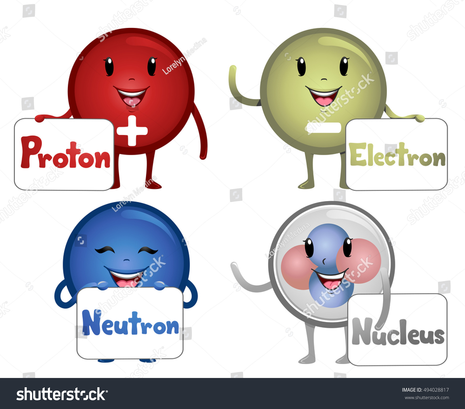 Colorful Illustration Featuring Happy Atomic Particle Stock Vector ...