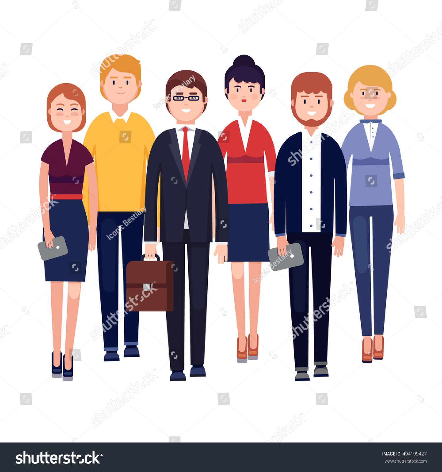 Happy Business Team Smiling Businessman Woman Stock Vector (Royalty ...