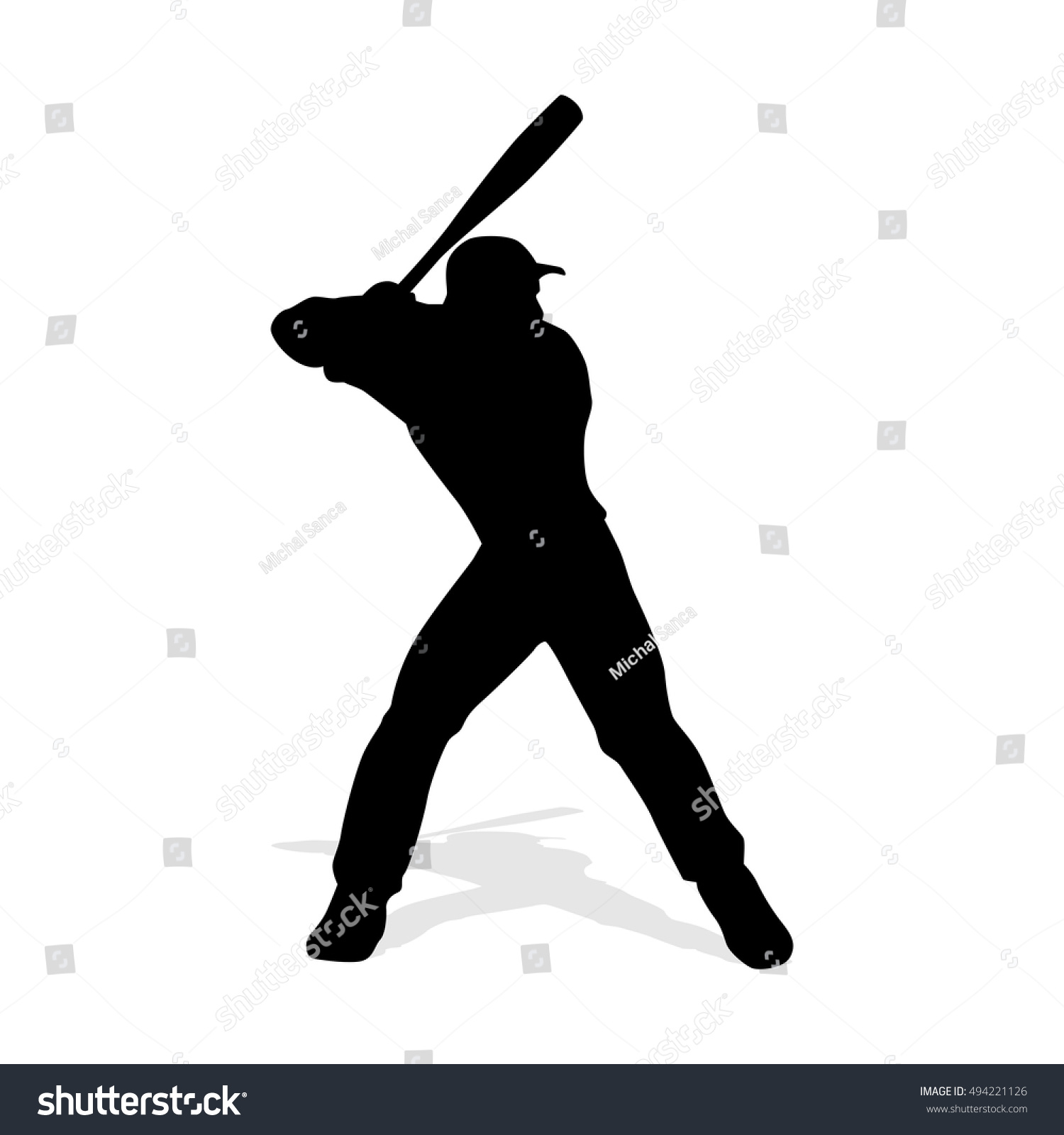 Baseball Player Vector Silhouette Baseball Batter Stock Vector (Royalty ...