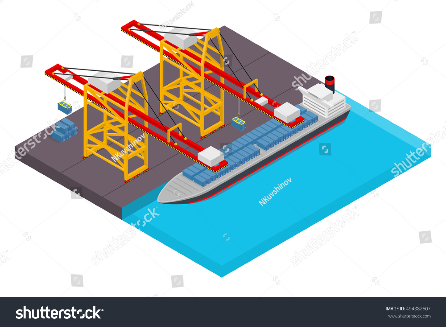 Aerial View Harbor Waterfront Maritime Terminal Stock Vector (Royalty ...