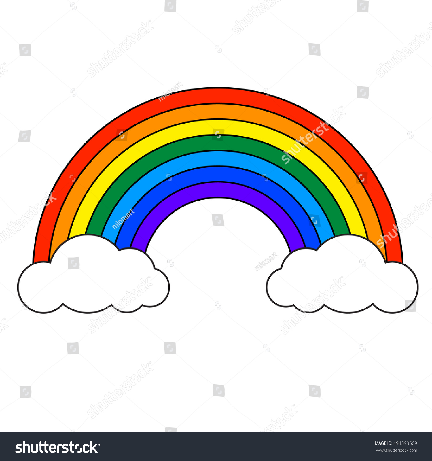 Rainbow On White Background Stock Vector (Royalty Free) 494393569 ...