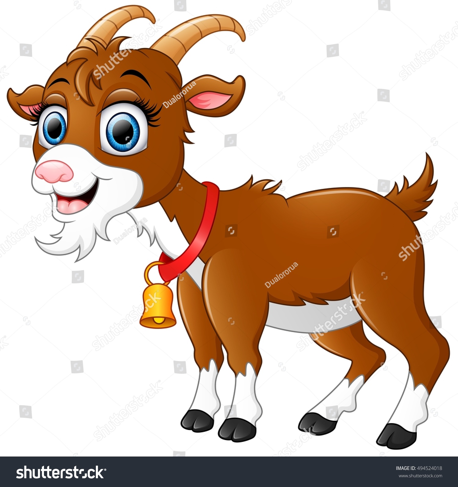 Vector Illustration Cute Brown Goat Cartoon Stock Vector Royalty Free 494524018 Shutterstock 