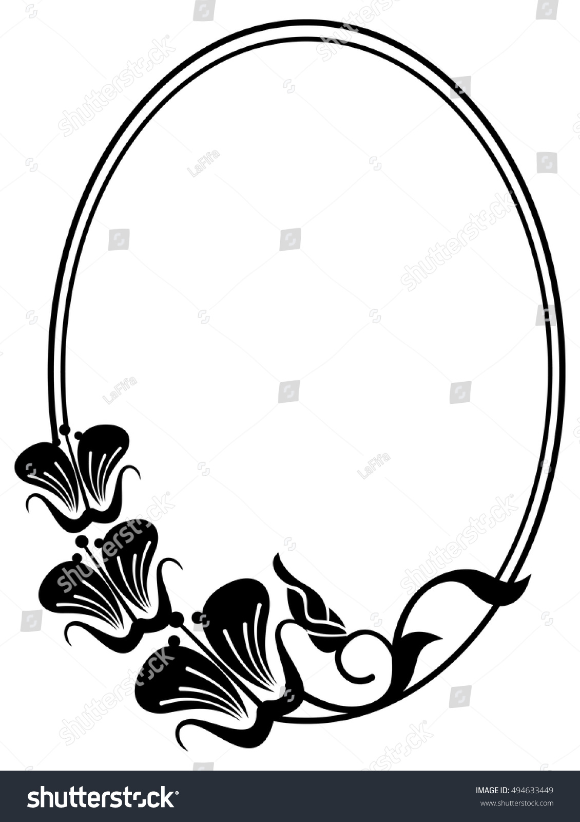 Vektor Stok Beautiful Silhouette Frame Simple Black White (Tanpa Royalti) 4...