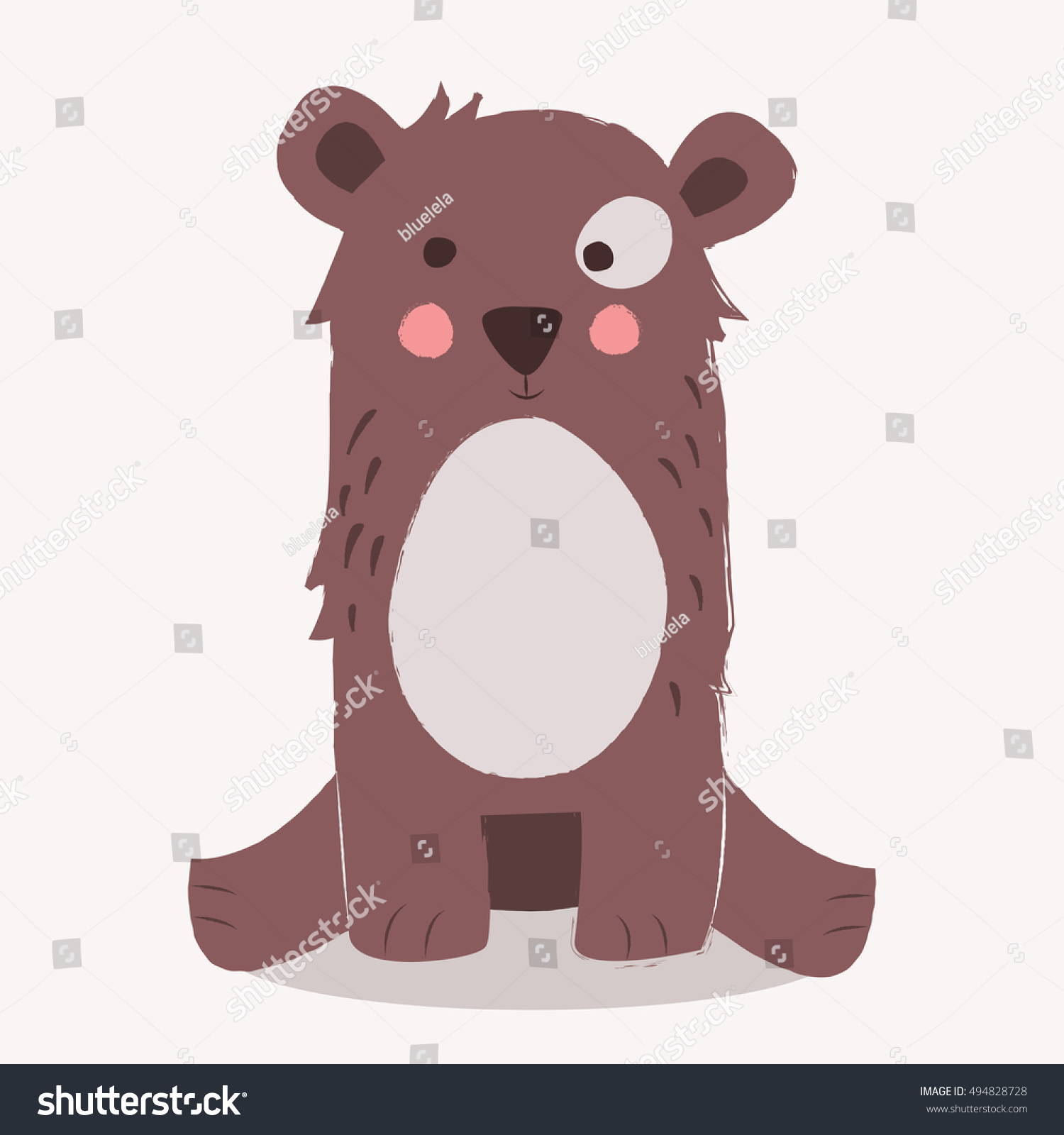 Cute Brown Bear Sitting On Ground Stock Vector Royalty Free Shutterstock