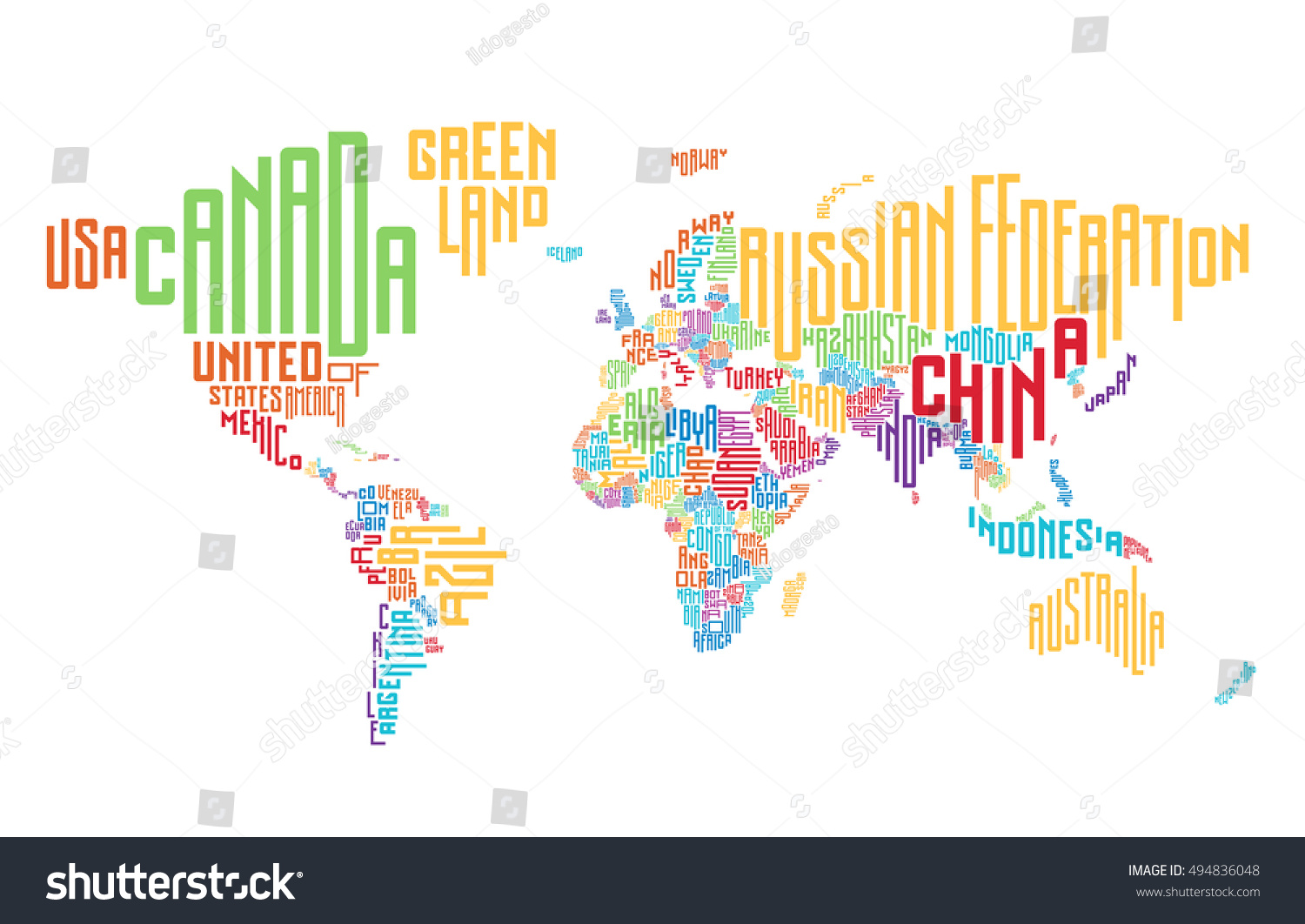 World Map Made Typographic Country Names Stock Vector (Royalty Free ...