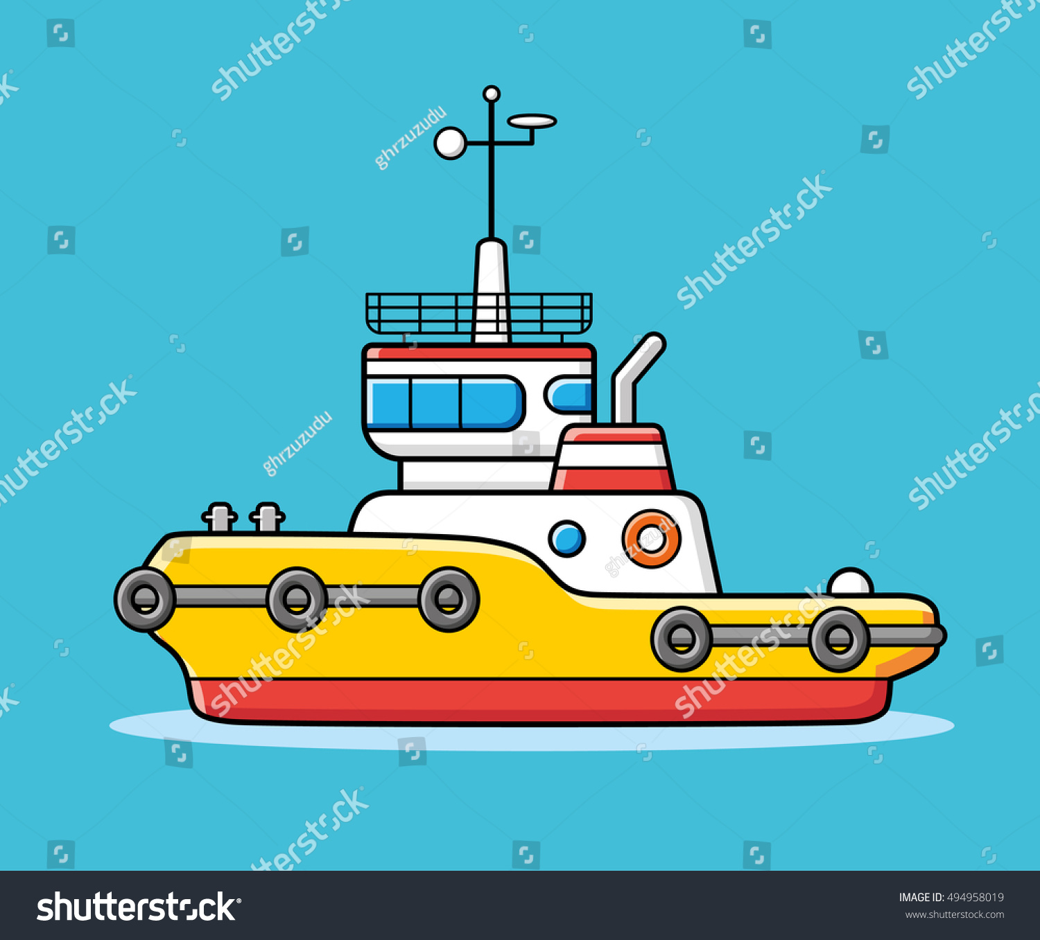 Tug Boat Vector Icon Stock Vector (Royalty Free) 494958019 | Shutterstock