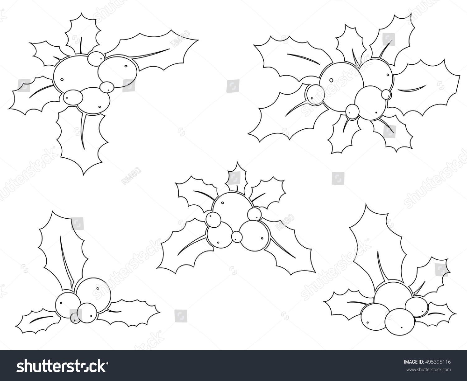 Holly Berries Coloring Book Stock Vector (Royalty Free) 495395116