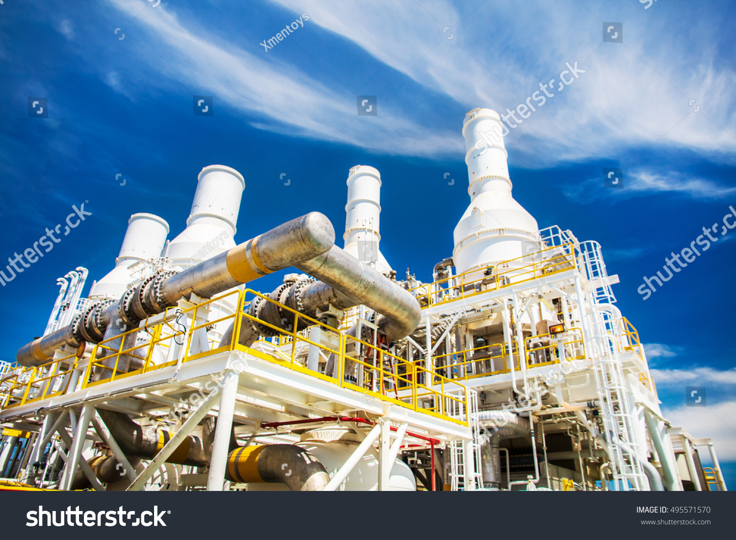 Exhaust Gas Turbine Engine Offshore Oil Stock Photo 495571570 