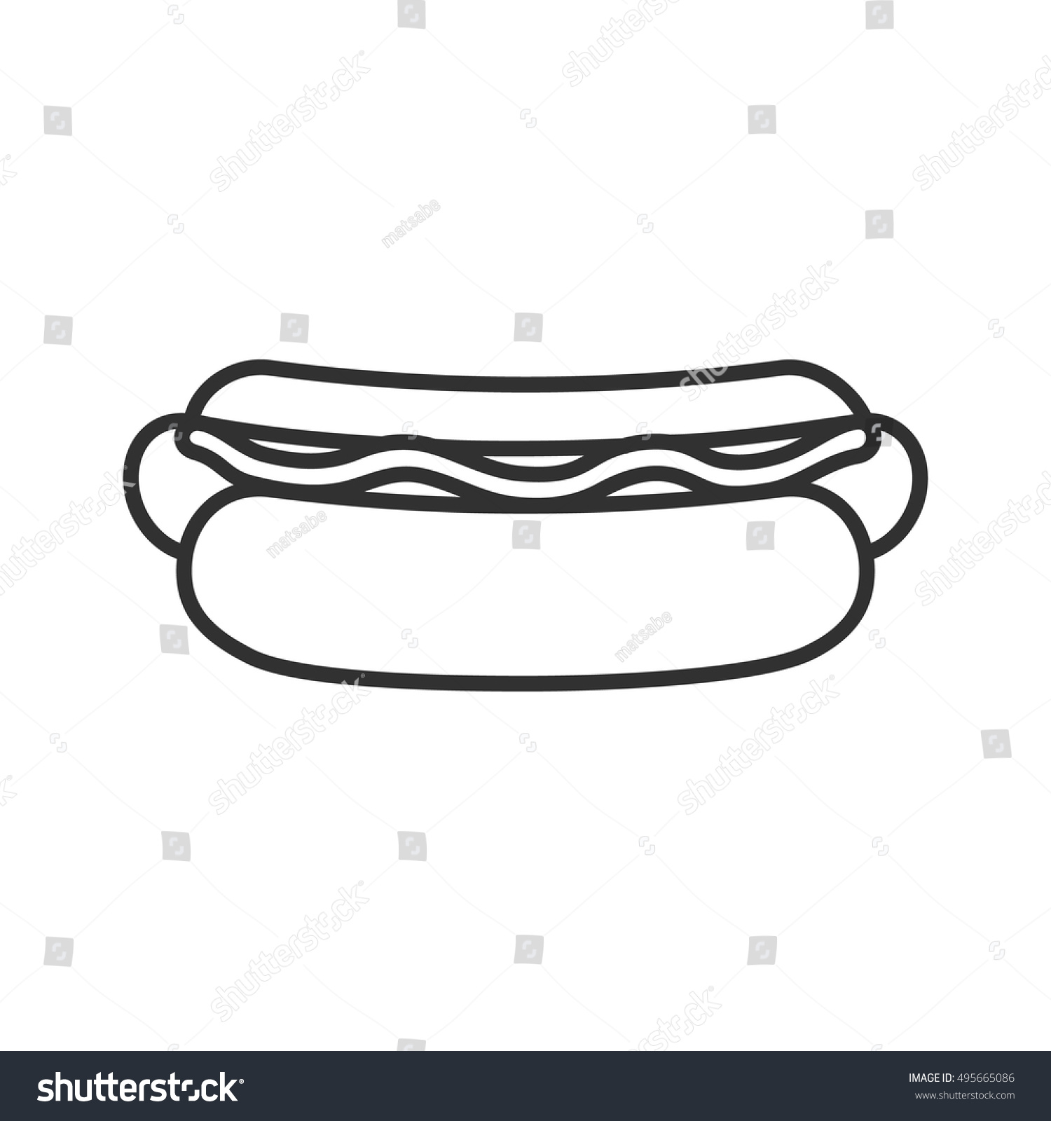 Hot Dog Icon Line Design Bun Stock Vector (Royalty Free) 495665086 ...