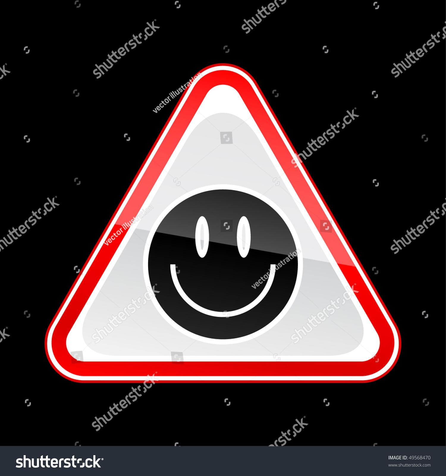 Red Attention Warning Sign Smiley Face Stock Vector (Royalty Free ...