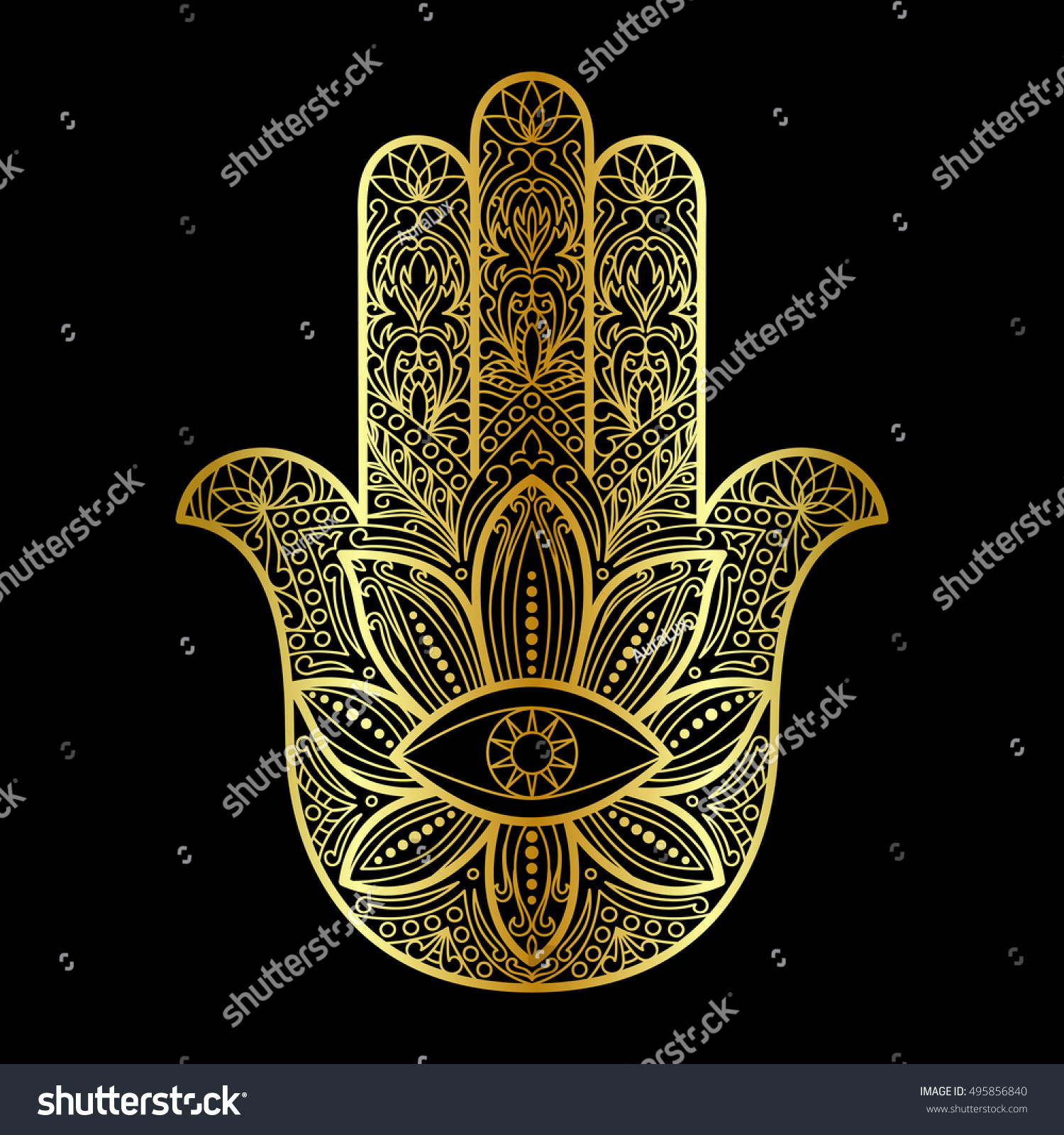 Ornate Hand Drawn Hamsa Hand Fatima Stock Vector (Royalty Free ...