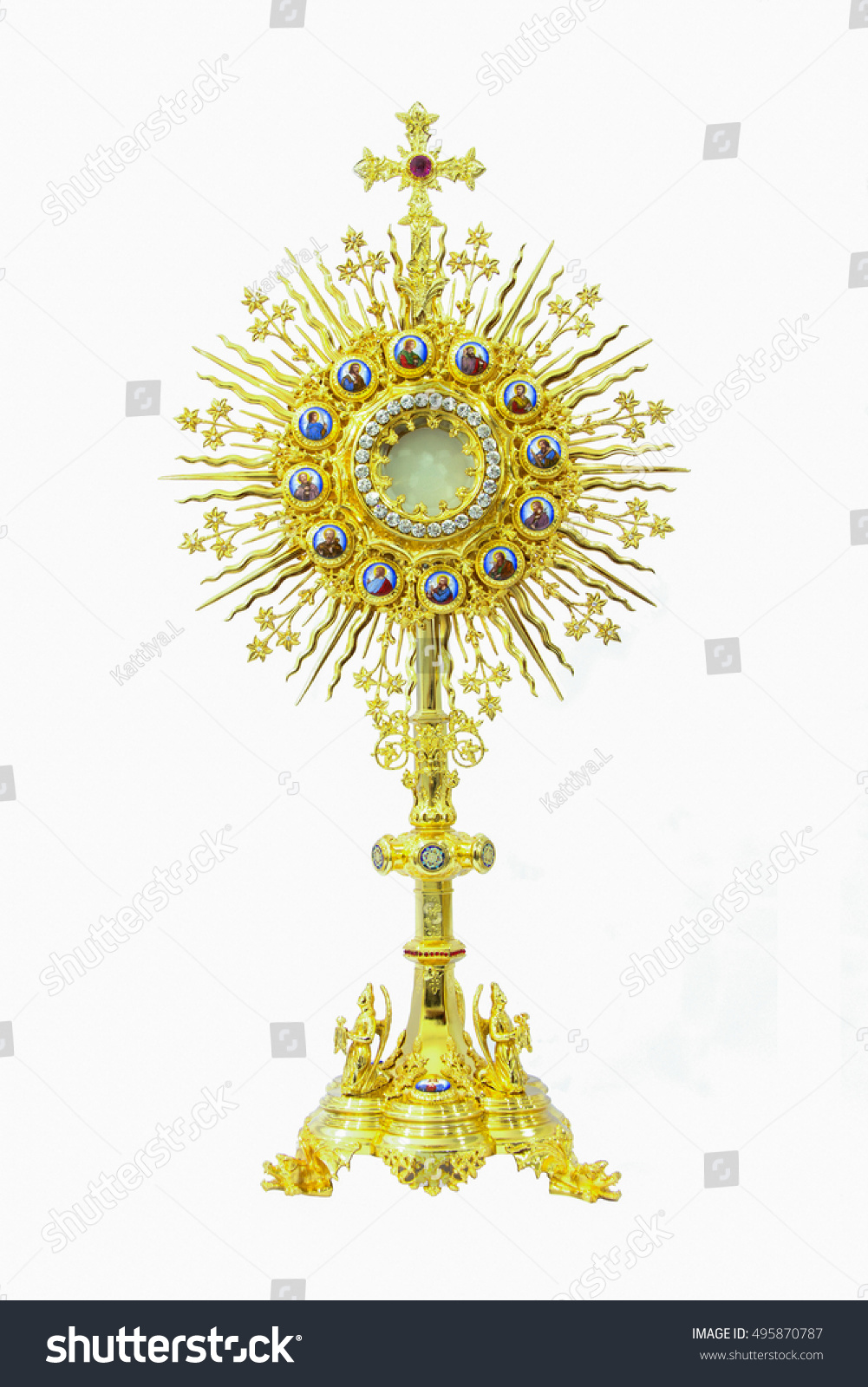 Antiques Gold Monstrance On White Background Stock Photo 495870787 ...