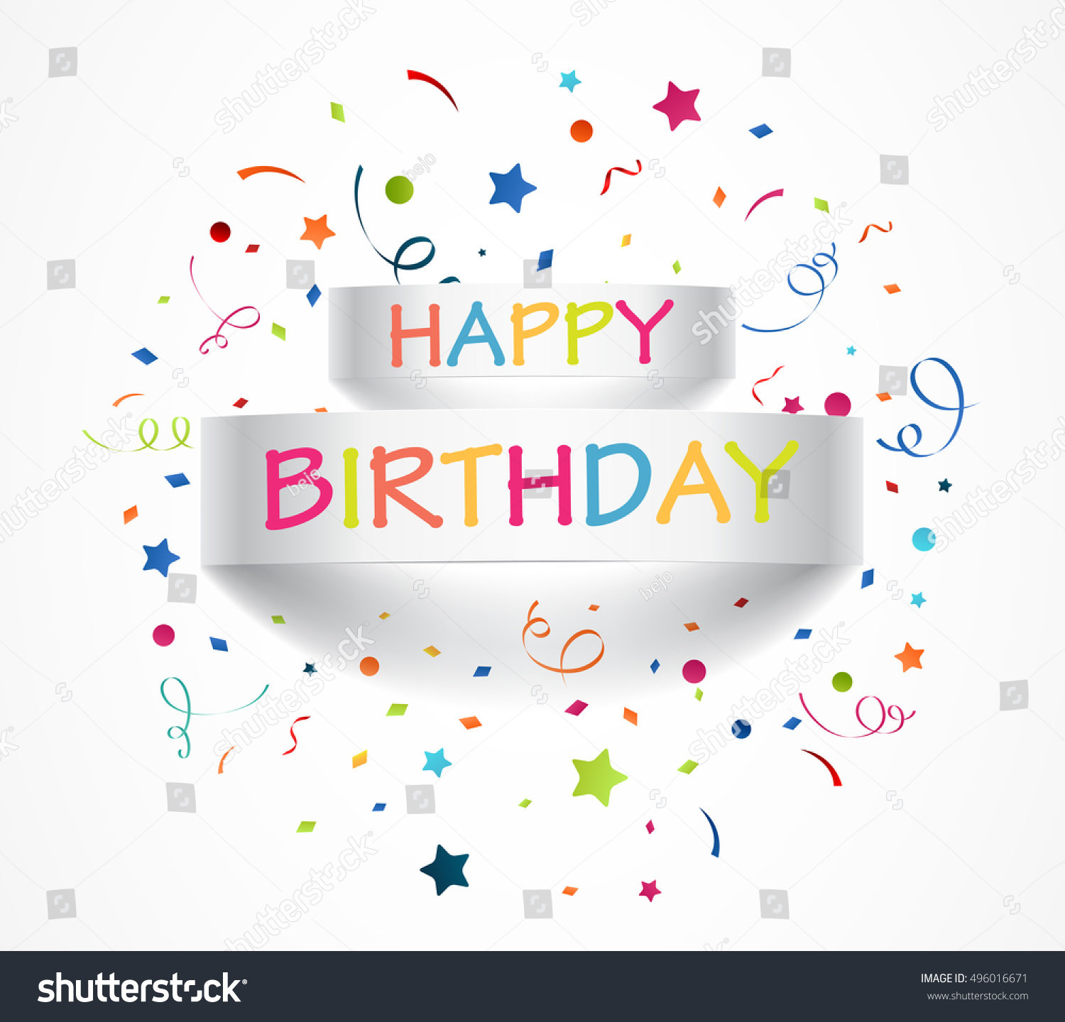 Happy Birthday Banner Colorful Confetti Stock Vector (Royalty Free ...