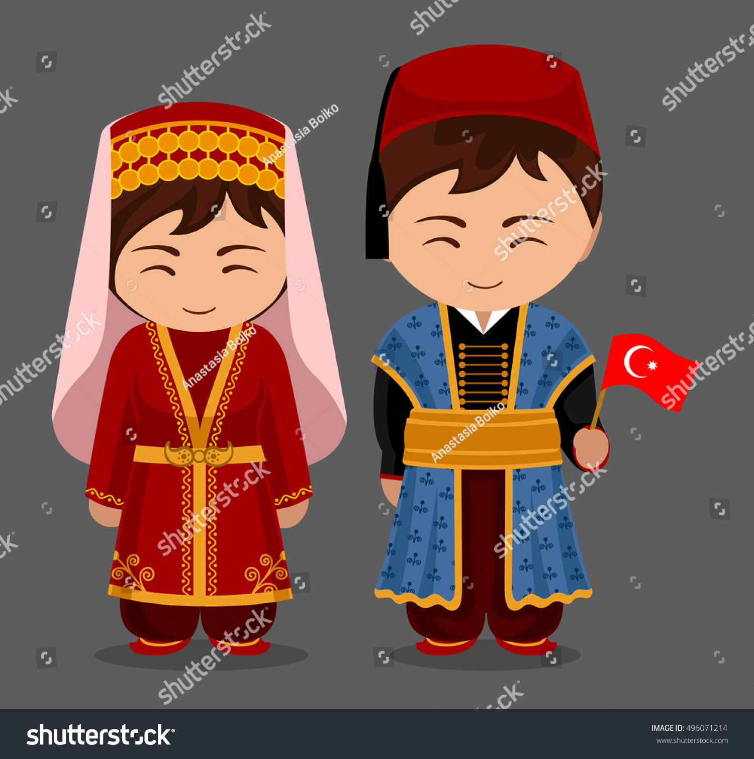 Национальная одежда турков иллюстрация