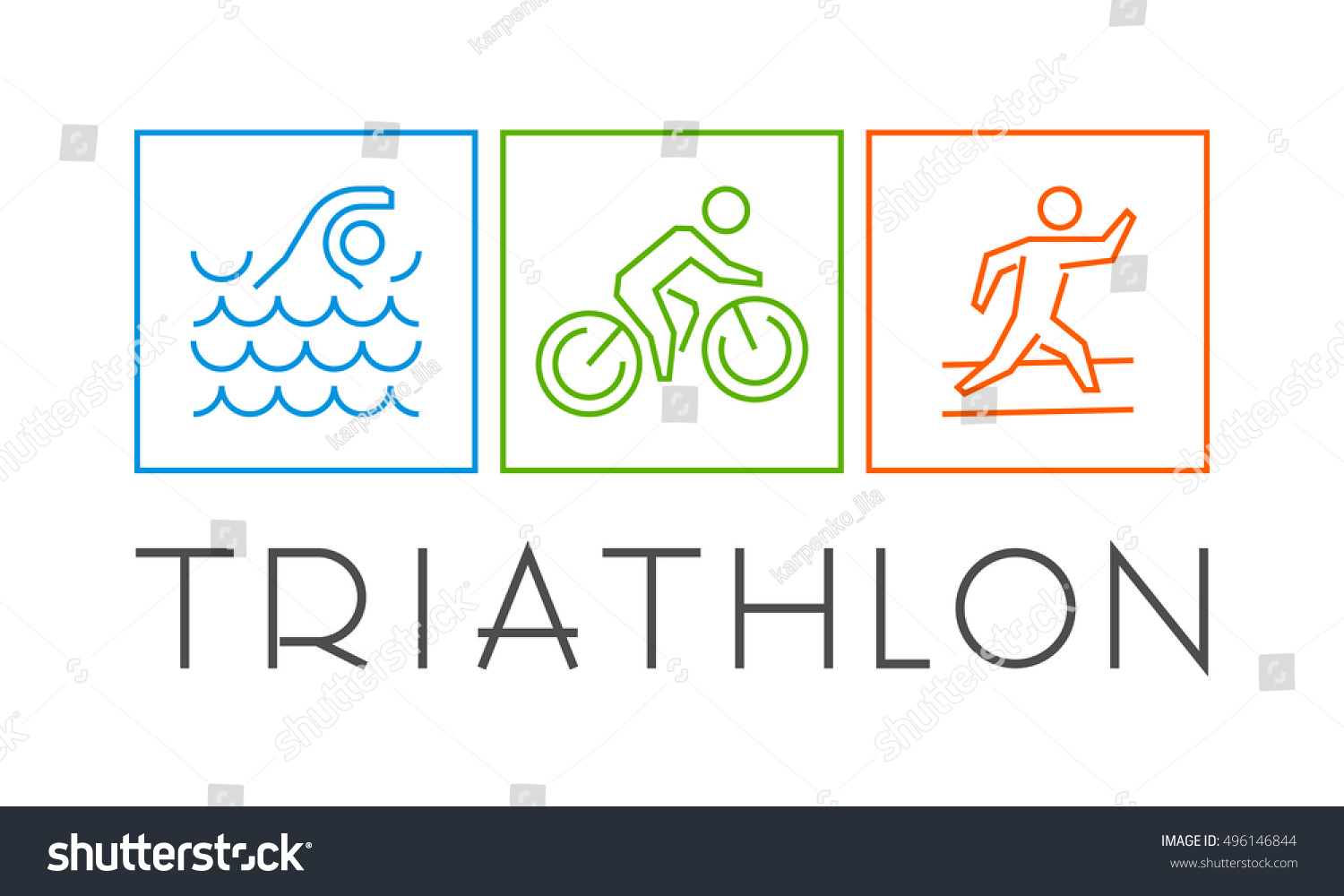 Vector Cool Logo Triathlon Swimming Cycling Stock Vector (Royalty Free ...