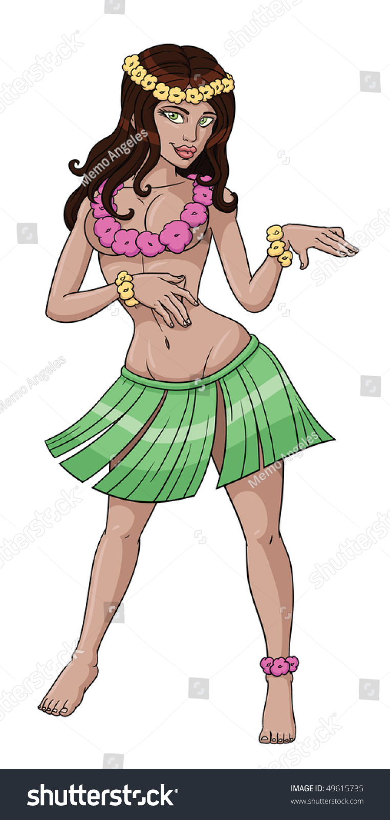 Vektor Stok Sexy Hula Girl Dancing (Tanpa Royalti) 49615735 Shutterstock.