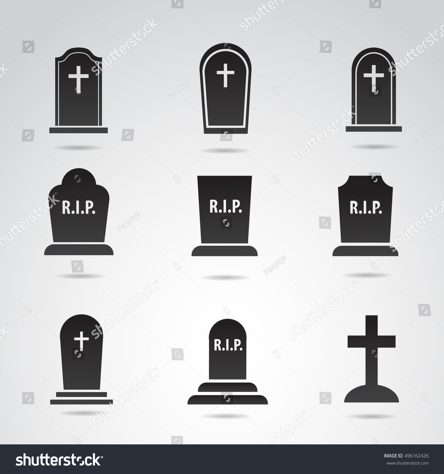 Grave Icon Set Isolated On White Stock Vector (Royalty Free) 496162426 ...