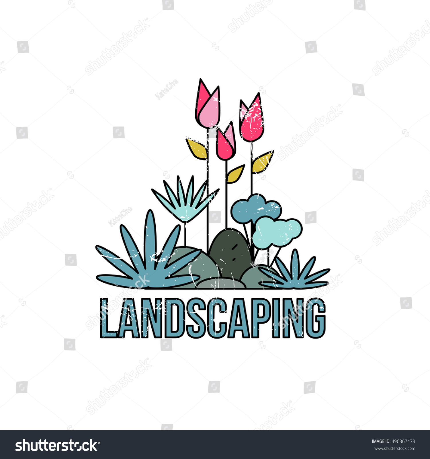 Landscaping Logo Emblem Concept Design Isolated Stock Vector Royalty