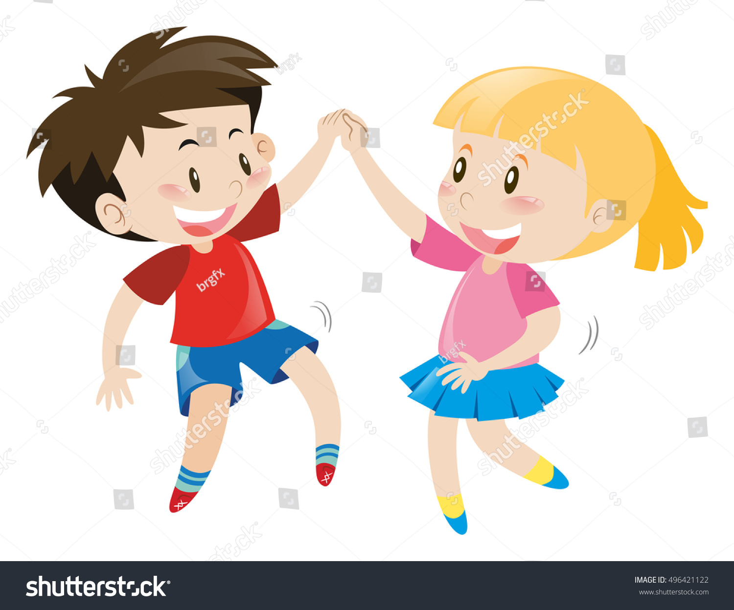 Boy Girl Holding Hands Illustration Stock Vector (royalty Free 