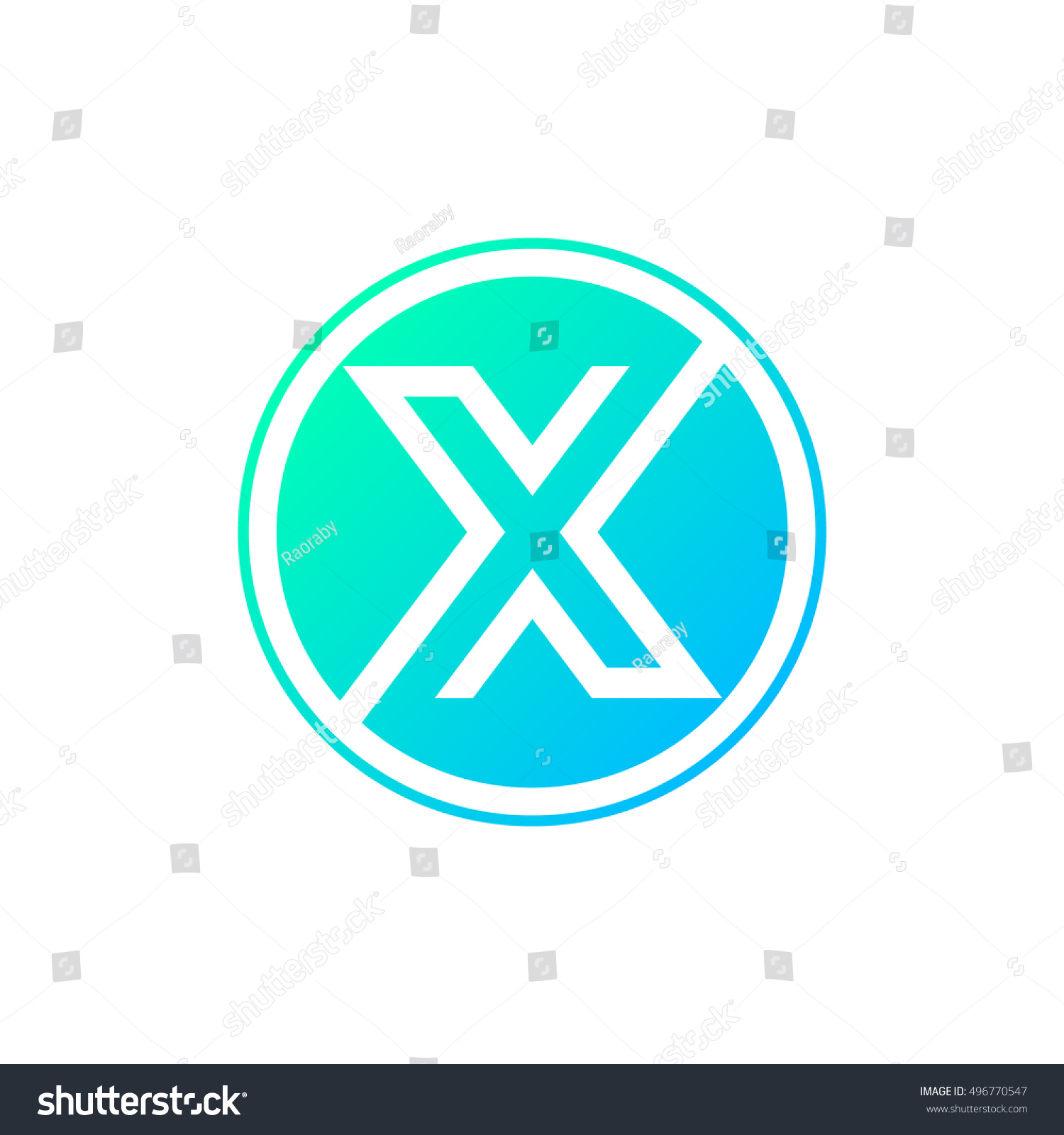 Letter X Logocircle Shape Symboldigitaltechnologymediablue Green Stock ...