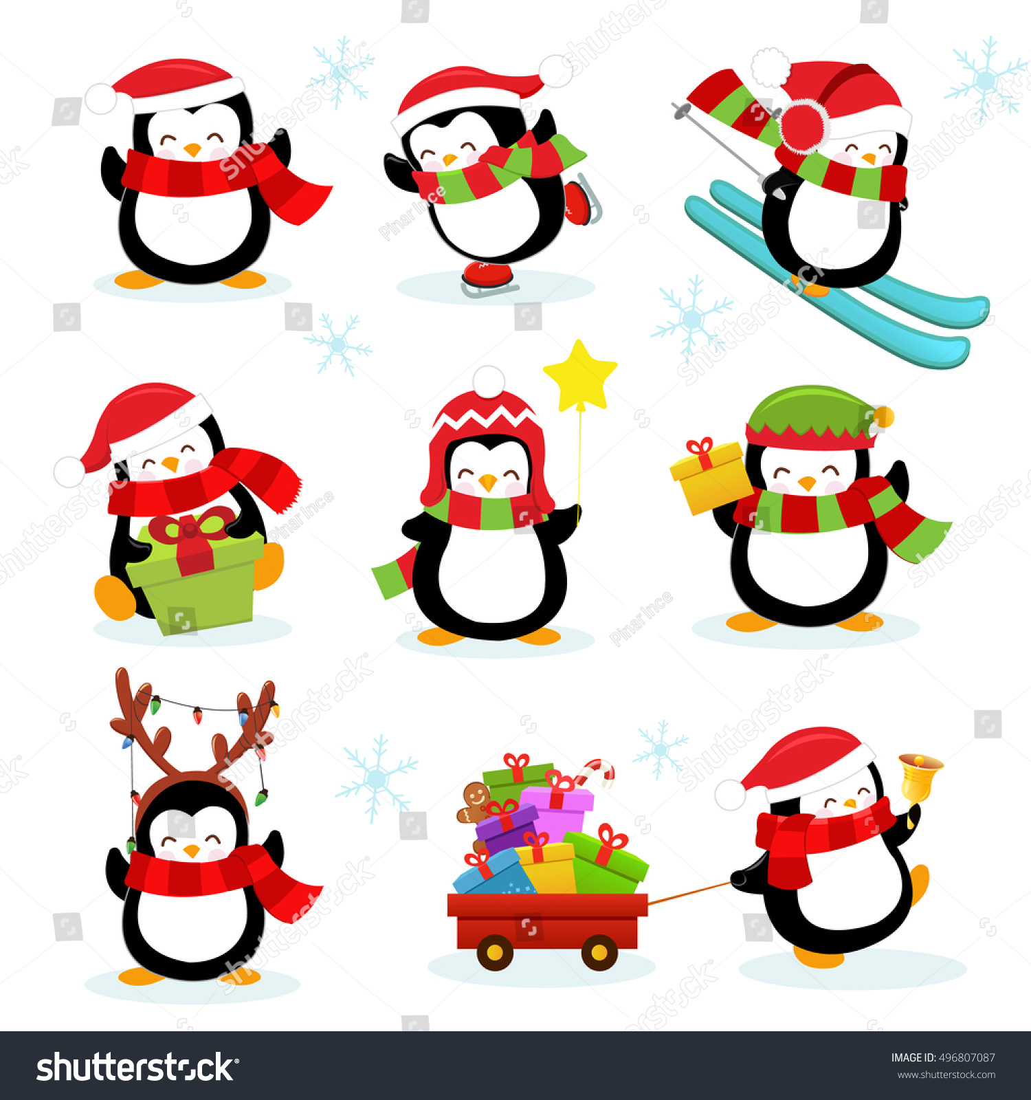 Cute Penguin Set Stock Vector (Royalty Free) 496807087 | Shutterstock