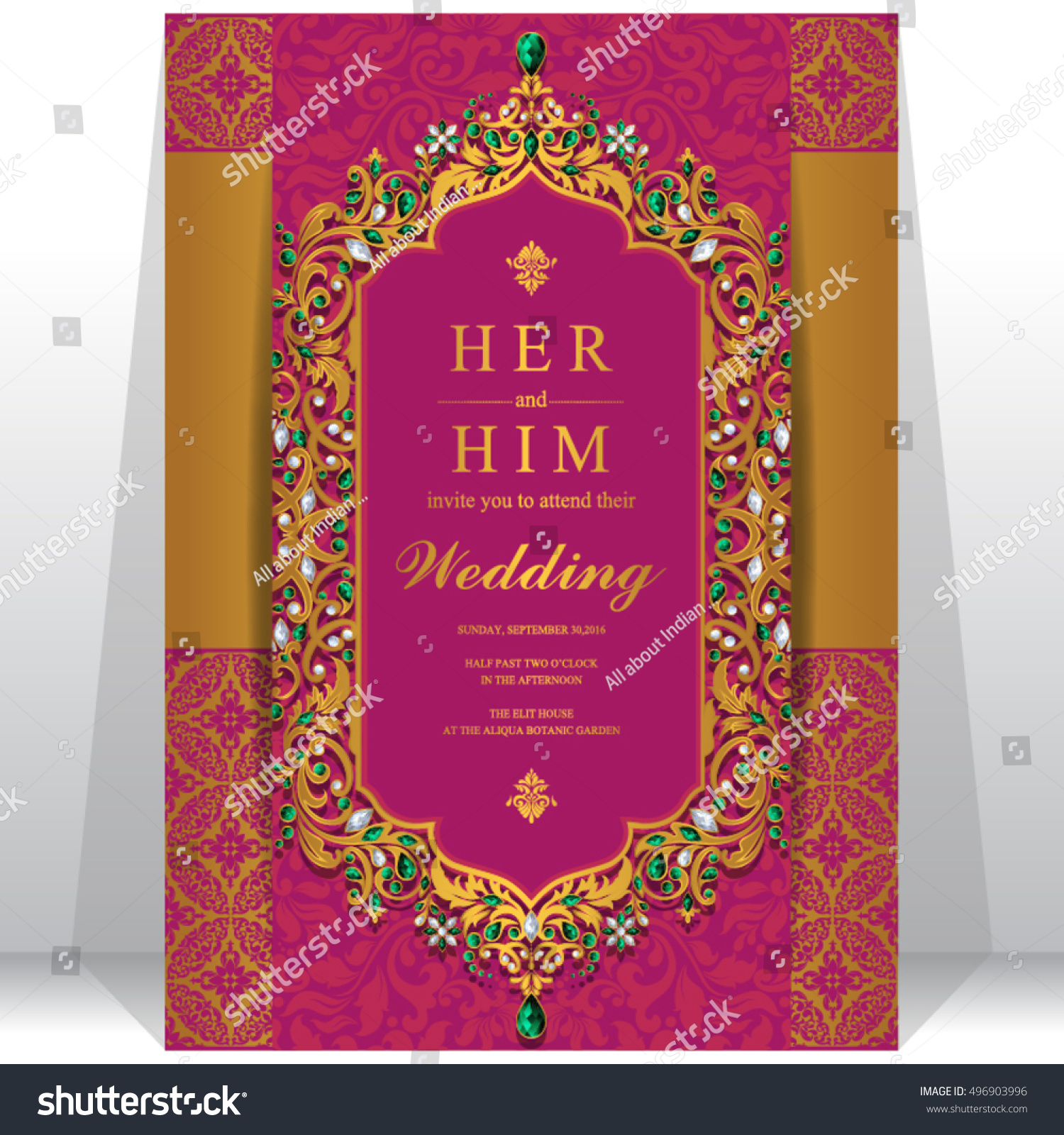 Indian Wedding Invitation Card Abstract Background Stock Vector ...