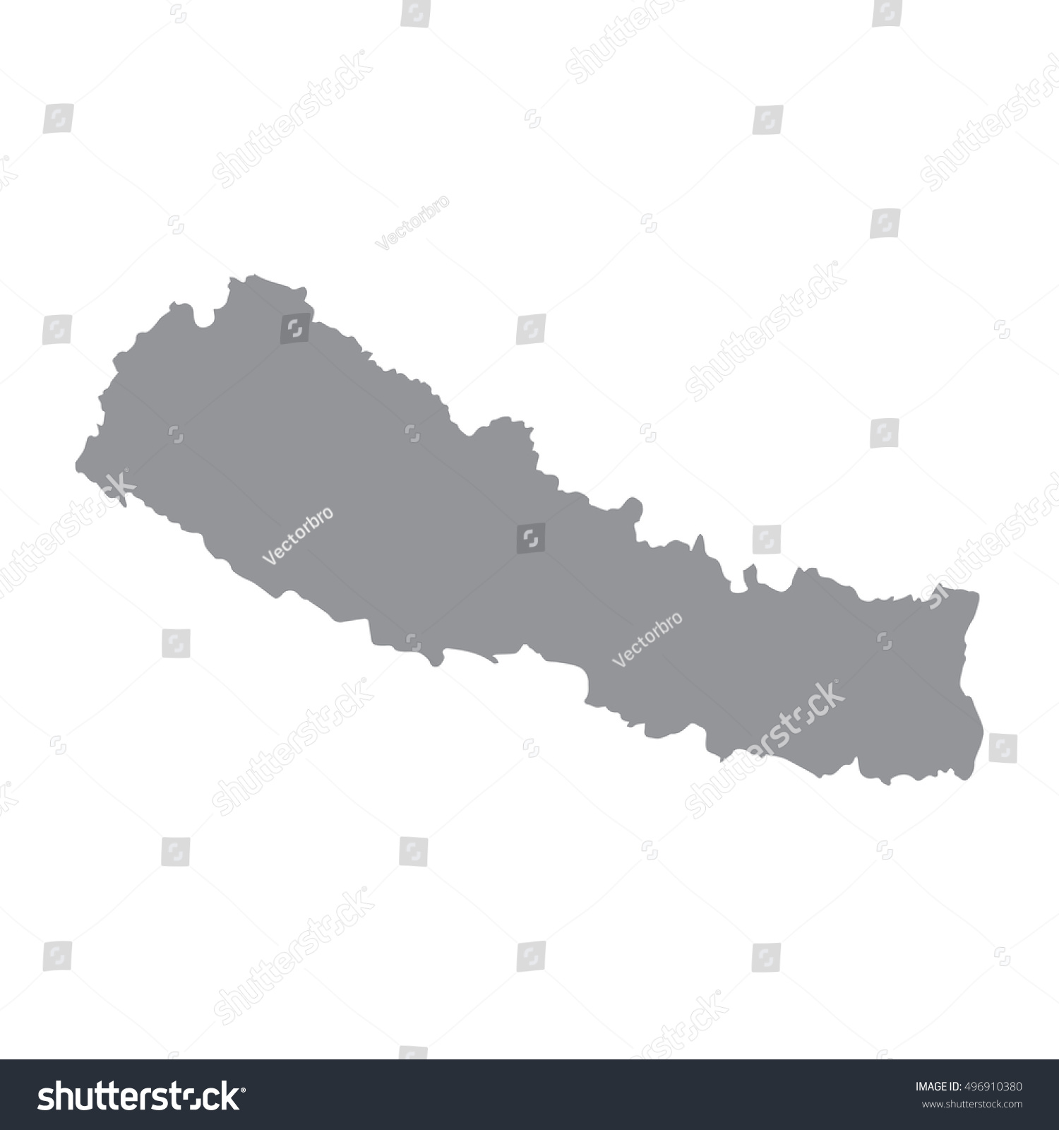 Nepal Map Gray On White Background Stock Vector (Royalty Free ...