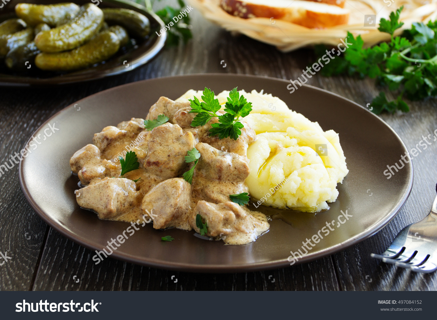 Beef Stroganoff with Mashed Potatoes