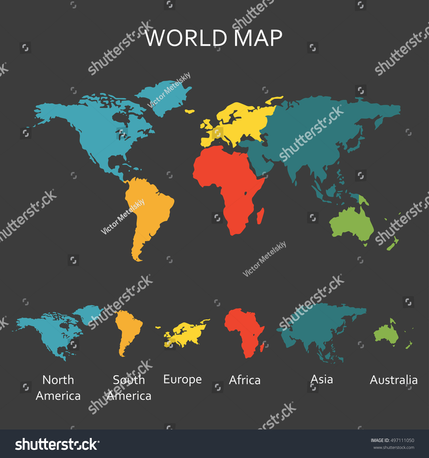 World Map Continents Map Infographics Template Stock Vector (Royalty ...