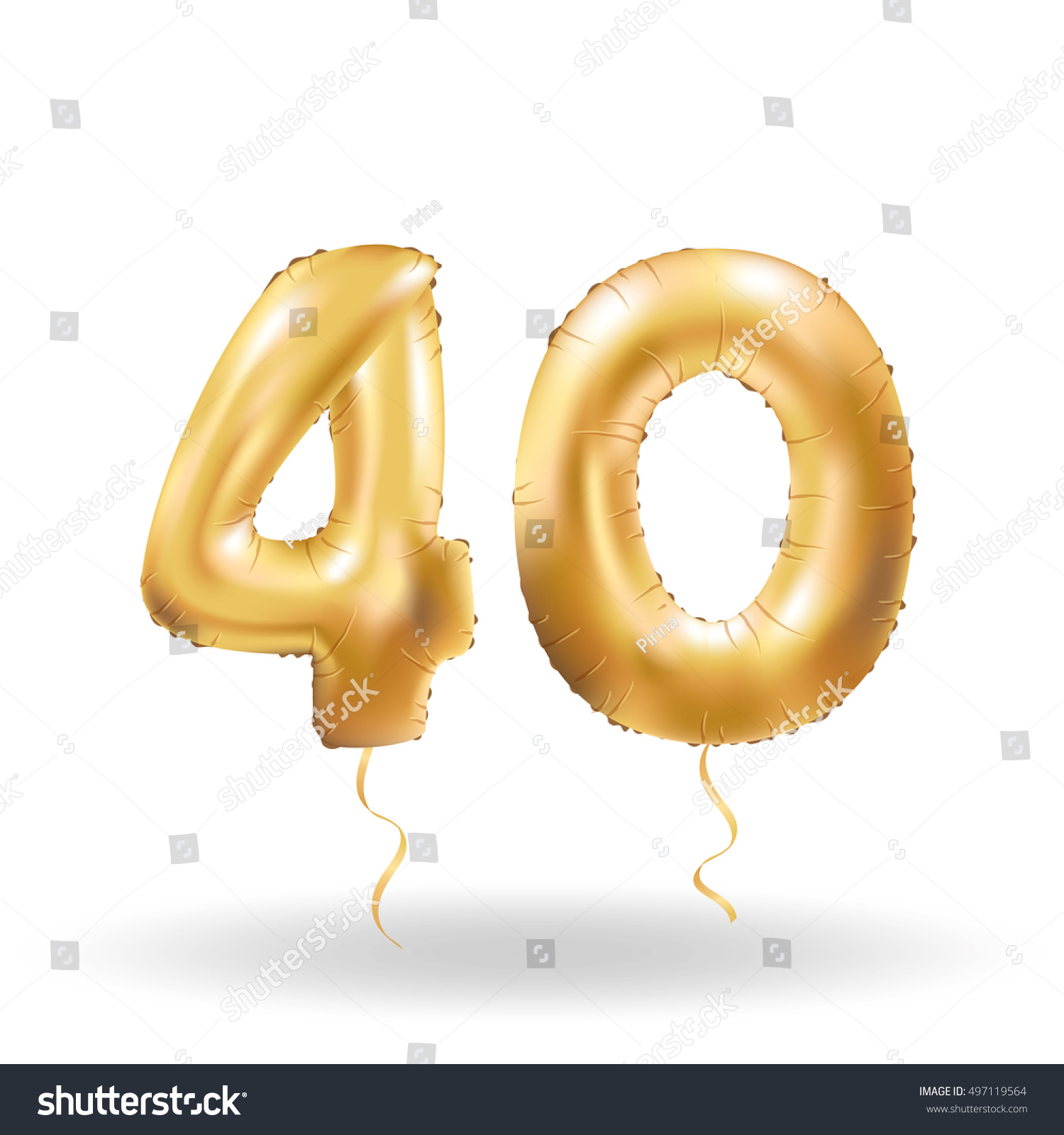 Golden Number Forty Metallic Balloon Party Stock Vector (Royalty Free ...