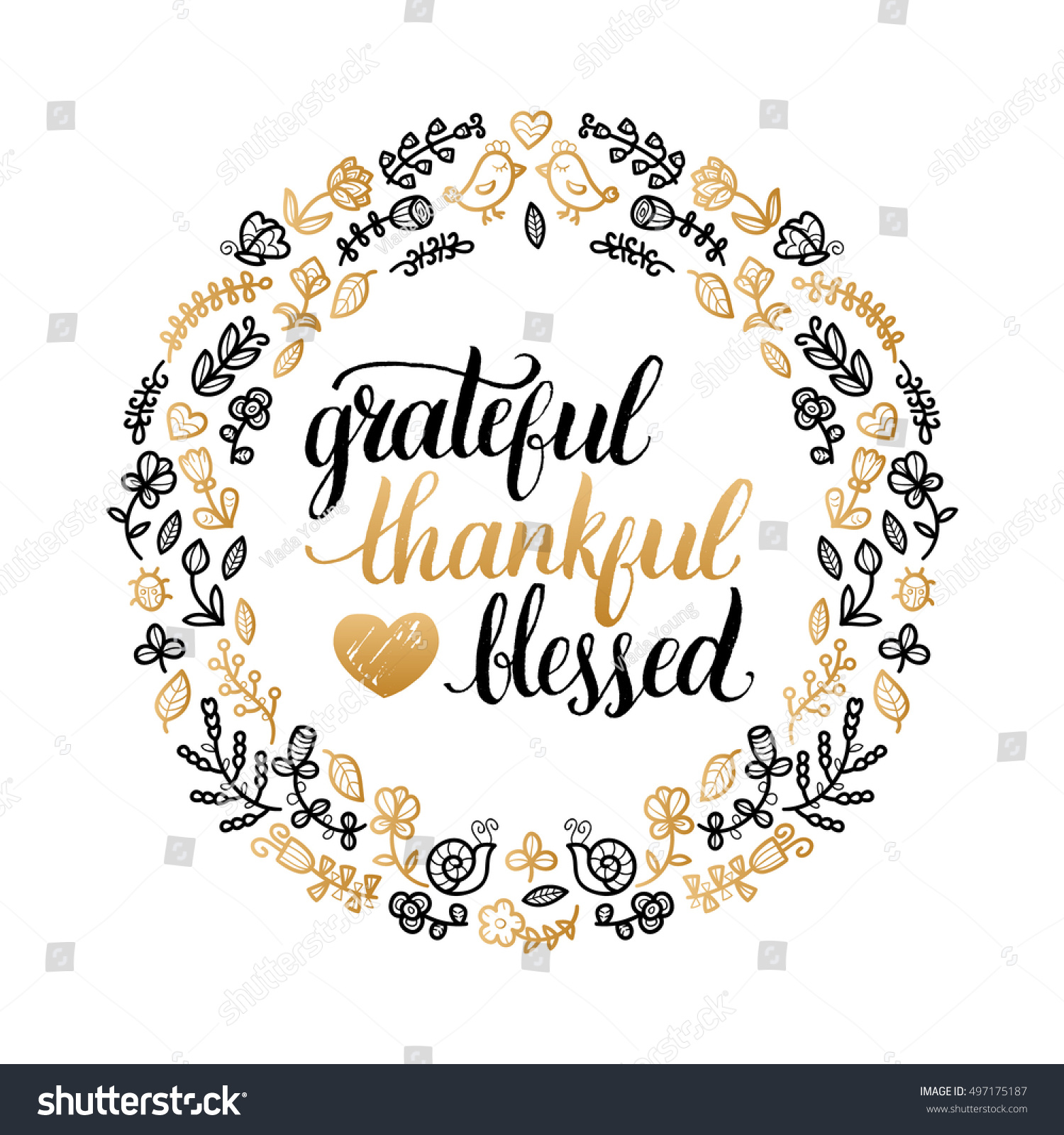 Vector Poster Grateful Thankful Blessed Lettering Stock Vector (Royalty ...