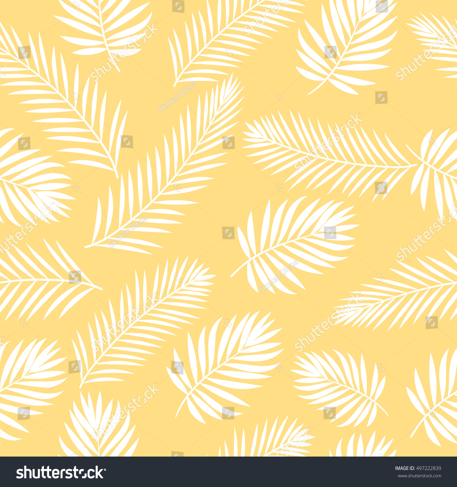 Tropical White Palm Tree Leaves Seamless Stock Vector (Royalty Free ...